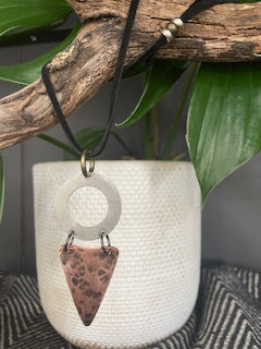 Silver / Copper Leather Necklace