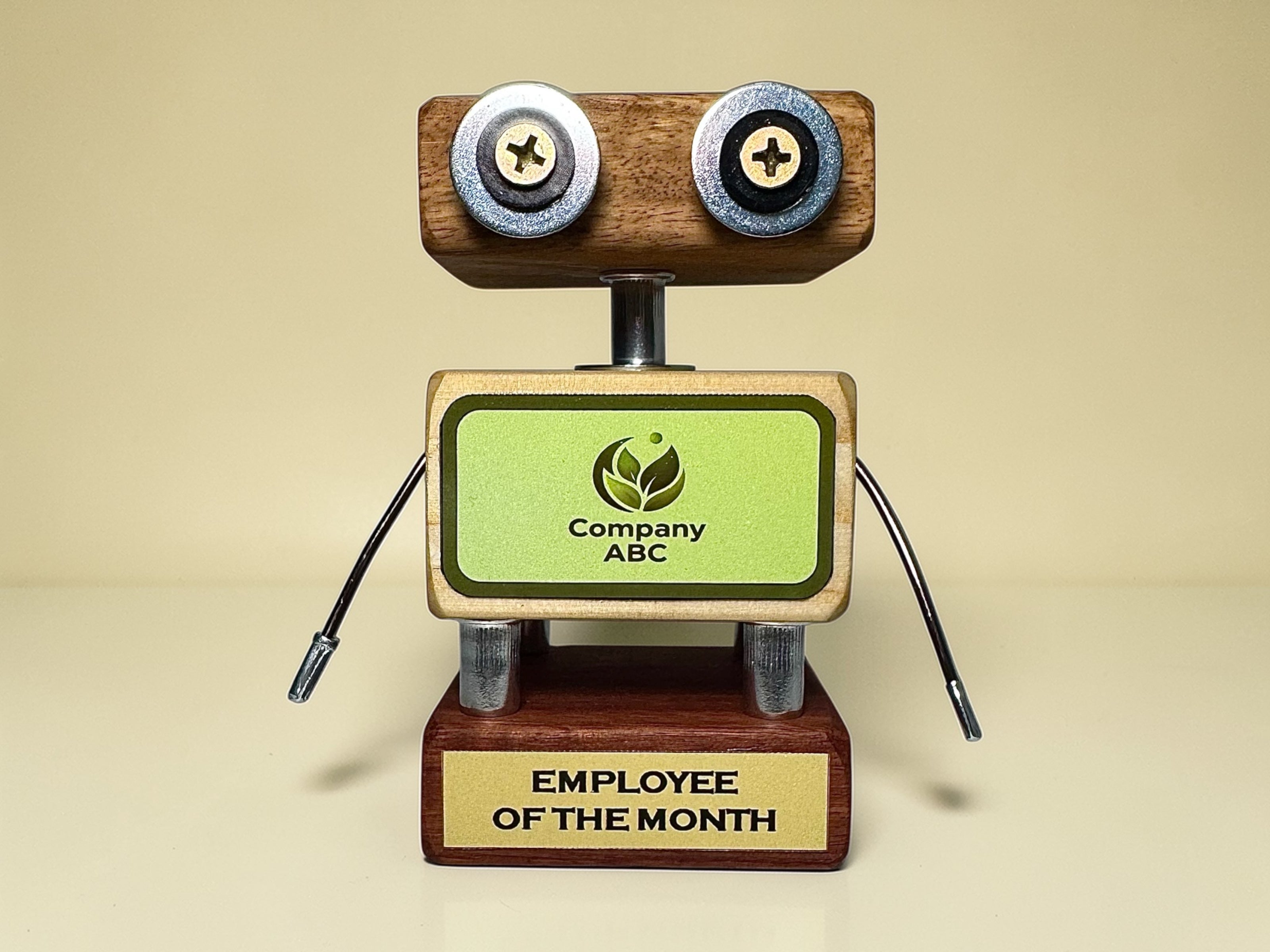 Tymon C-01 - Wooden Steampunk Robot Trophy (Customisable)