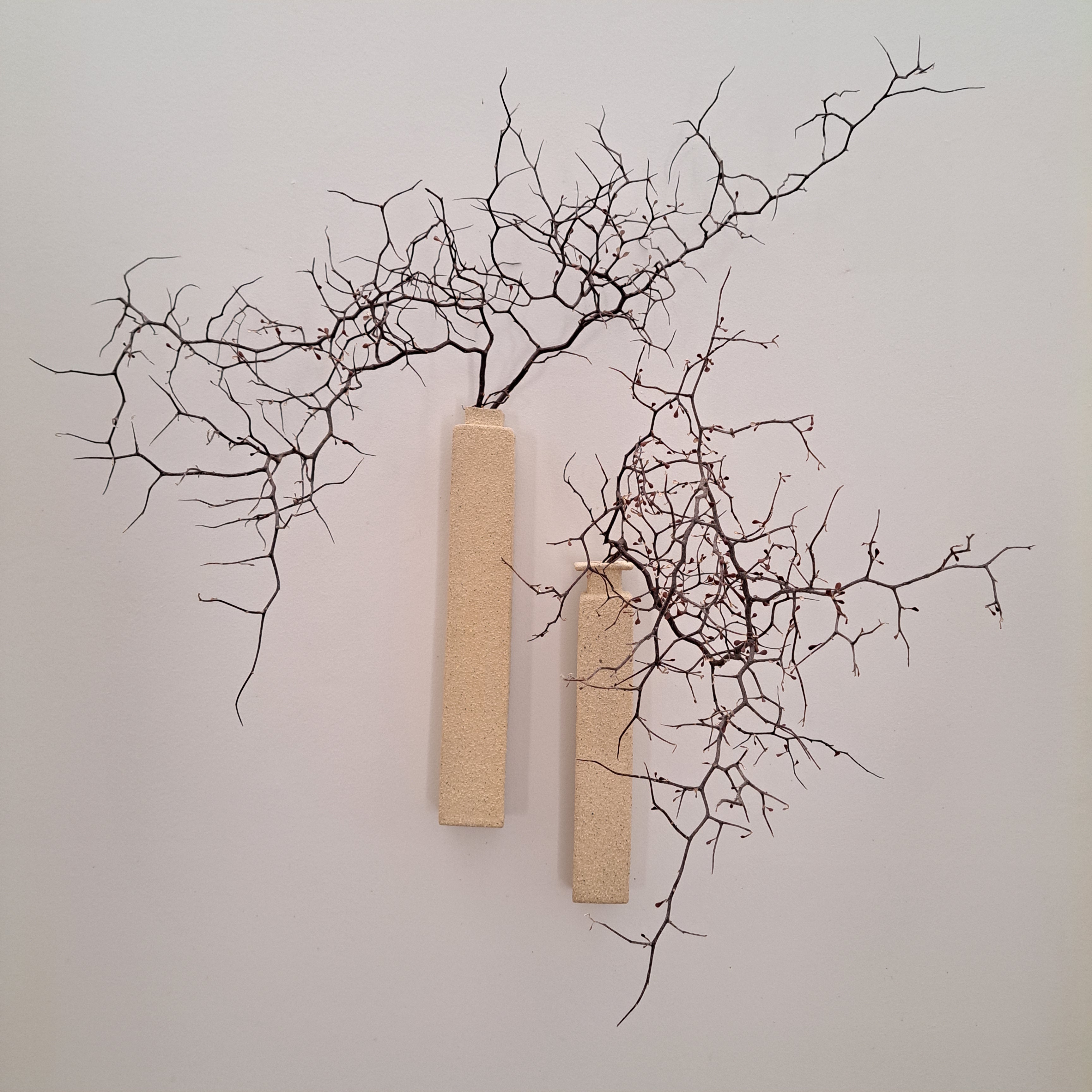 Wall Vase (×2) - Contemporary Ceramic Elegance - Wabi Sabi decor style.