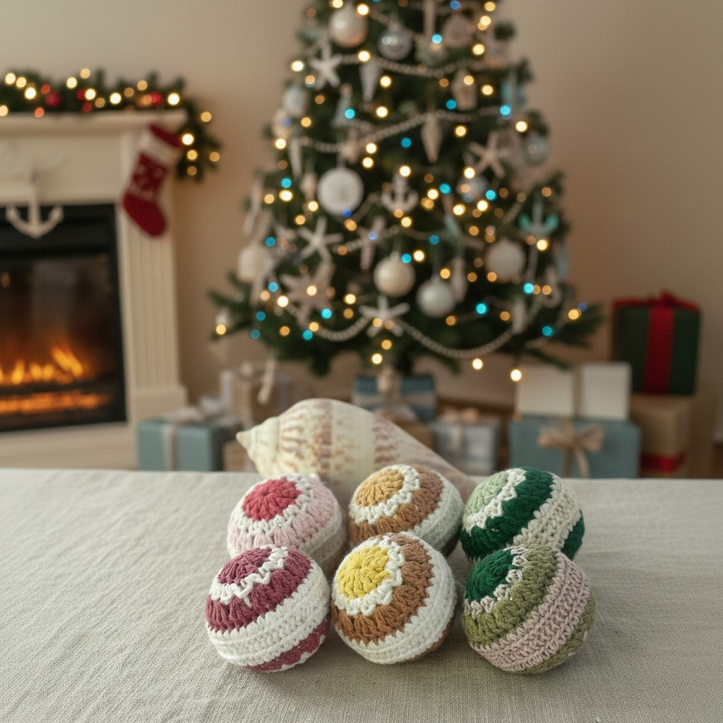 Crochet Christmas Baubles,  Coastal Boho Christmas Tree Decor, Eco Friendly