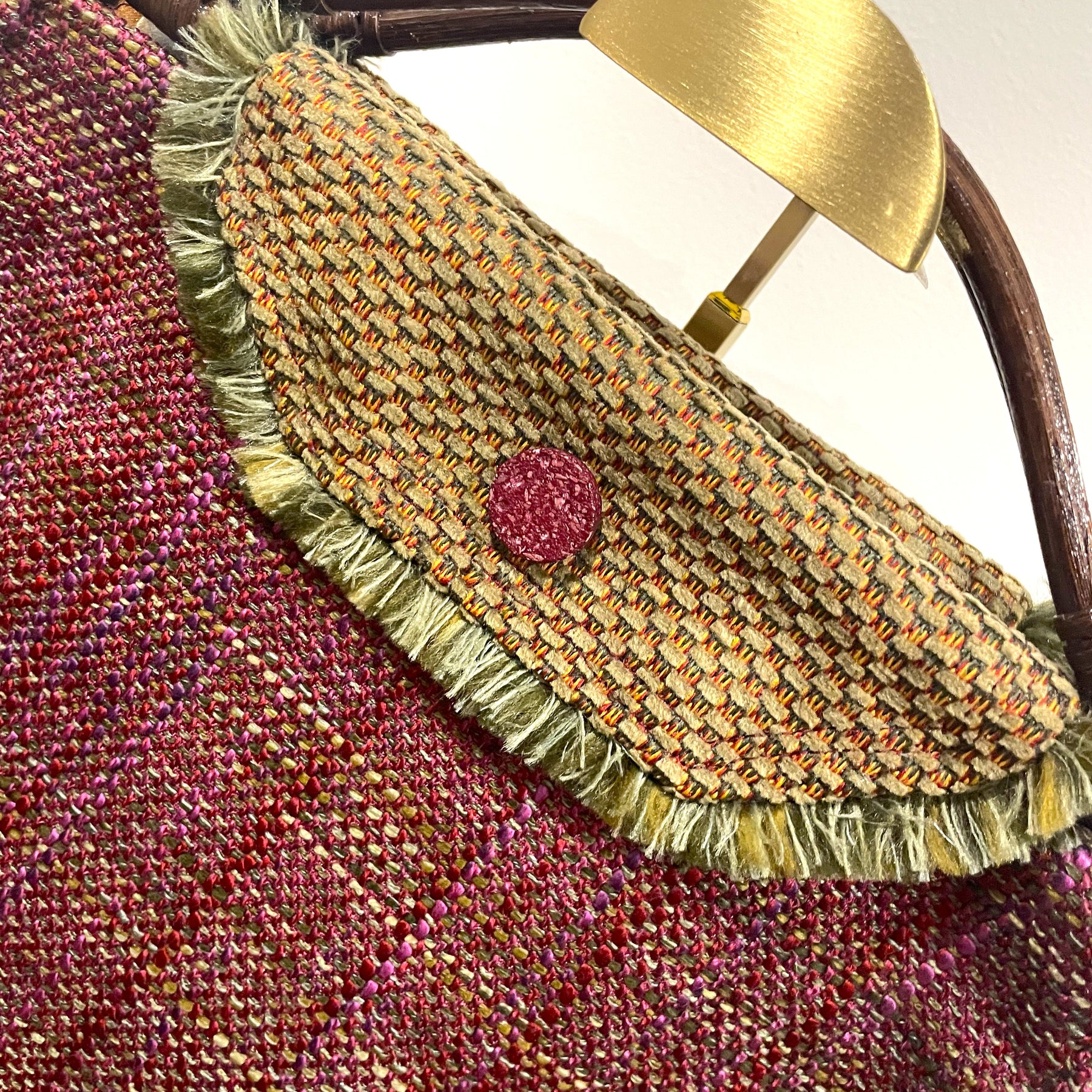 Handmade Pink Woven Handbag with Bamboo Handles