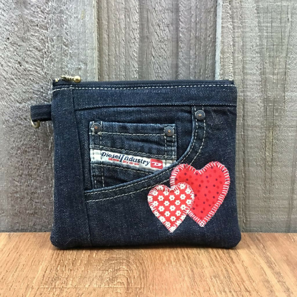 Upcycled Denim Coin Purse – Black Denim Pocket