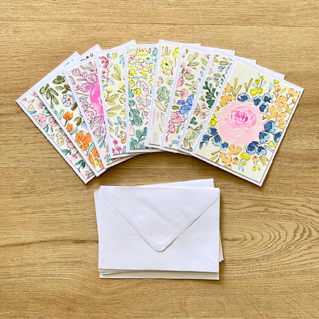 Set of 9 Original Hand Painted Notecards (g) Free Postage