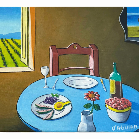 STILL LIFE AT THE VINEYARD original acrylic art painting