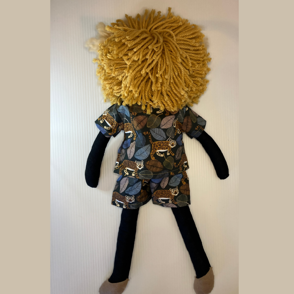 Xavier| Cute Handmade cloth doll with wild hair| 53cm