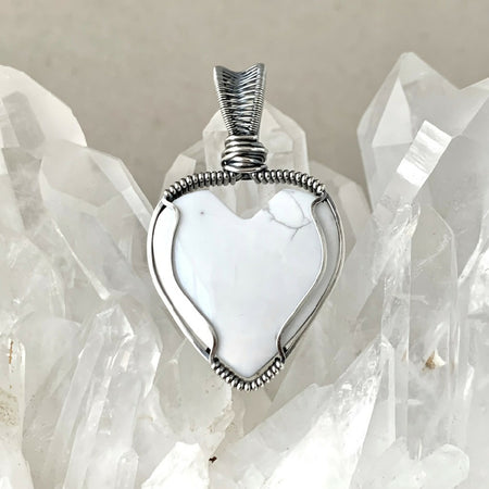 Howlite Heart Pendant - Handcrafted with Ethically-Sourced Recycled 925 Sterling Silver