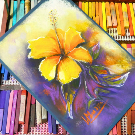 Pastel Hibiscus Artwork - yellow