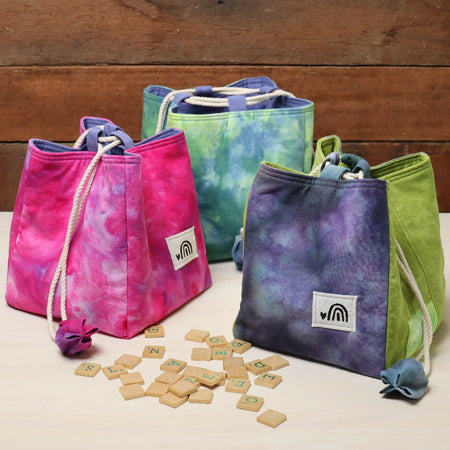 Ice Dyed Japanese Style Rice Bags, Komebukuro Bags