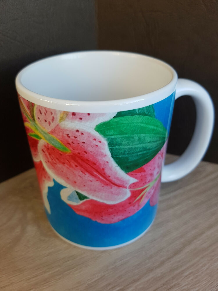 Art Print Butterfly and Lillium Mug