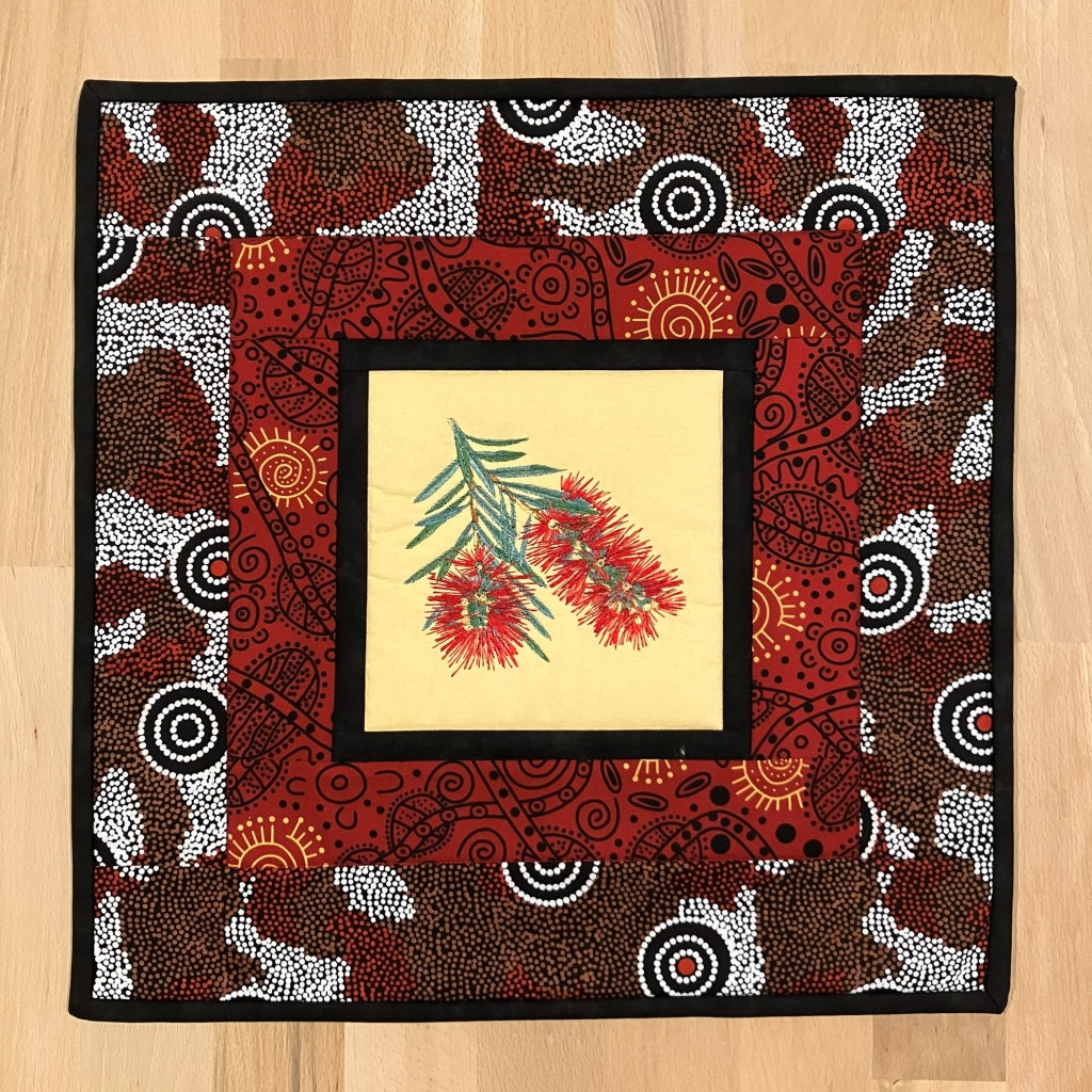 handmade Australian native quilted - bottlebrush