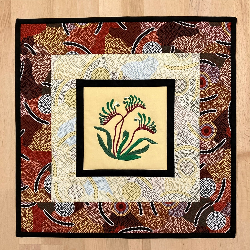 handmade Australian native quilted - kangaroo paw