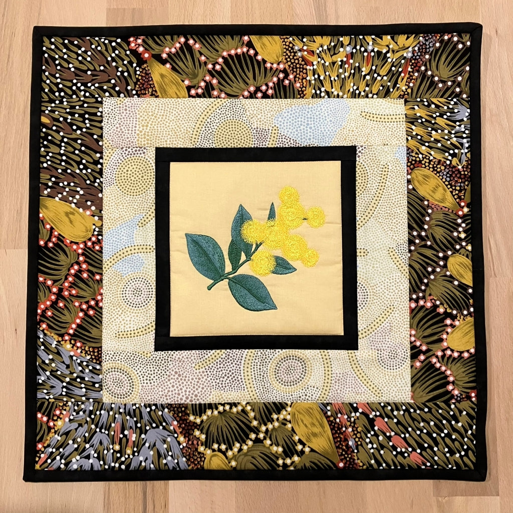 handmade Australian native quilted - wattle