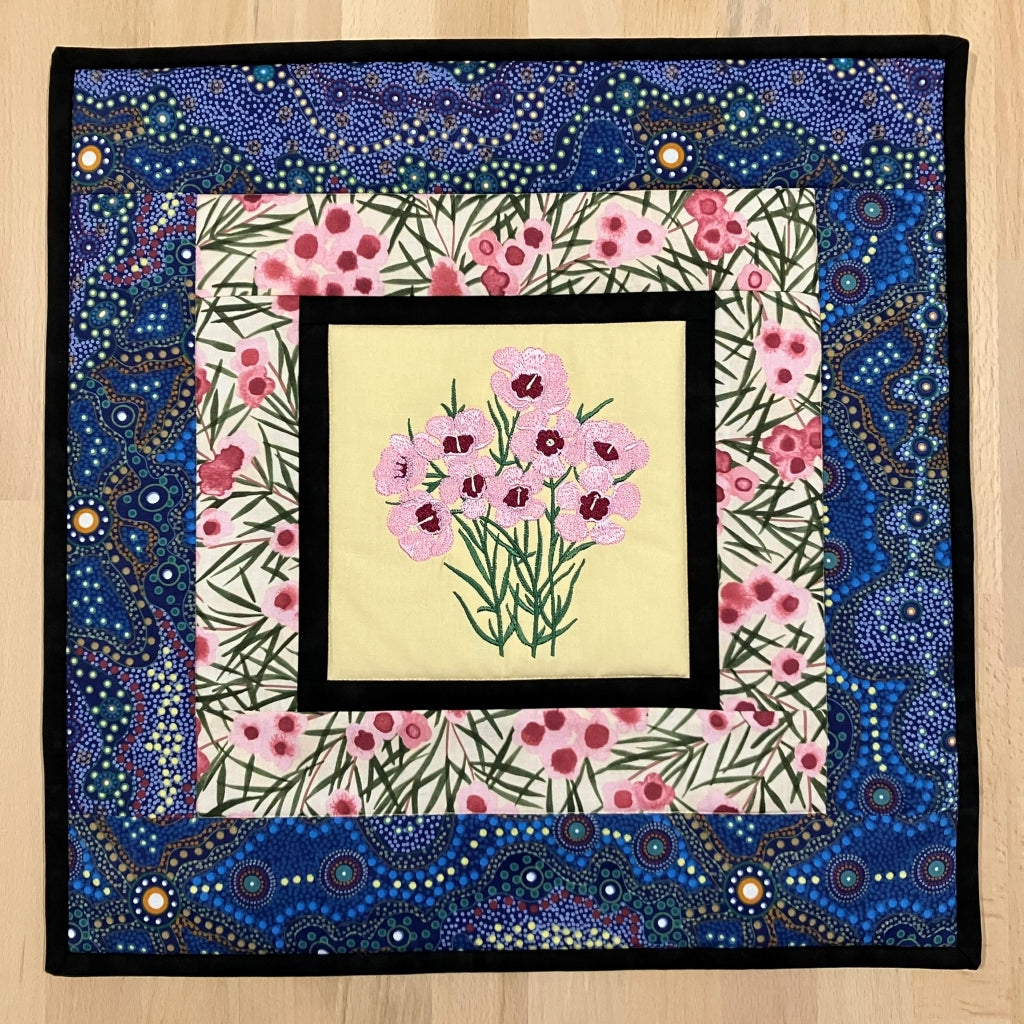 handmade Australian native quilted - geraldton wax (pink)