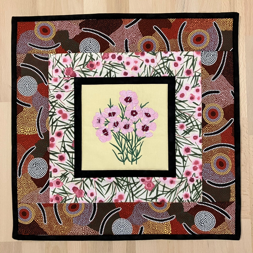 handmade Australian native quilted - geraldton wax (pink)
