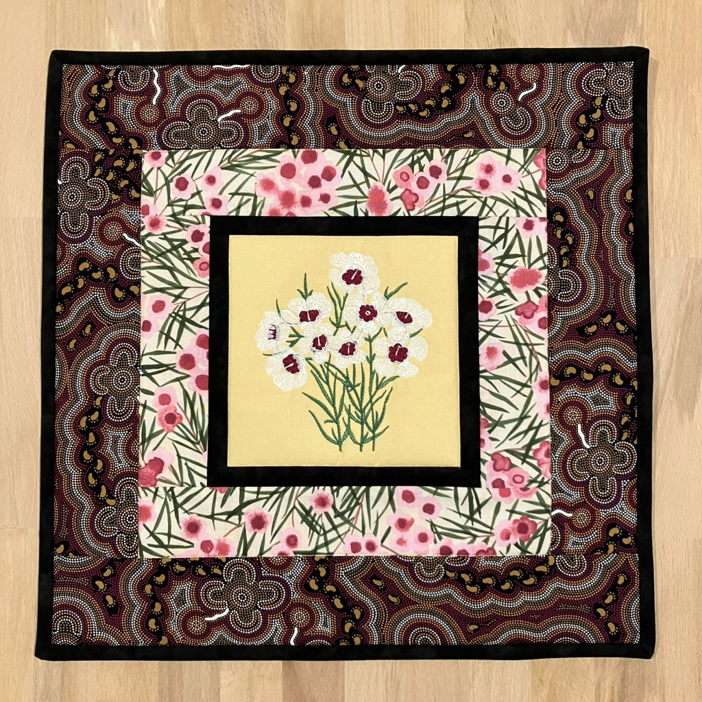 handmade Australian native quilted - geraldton wax (white)