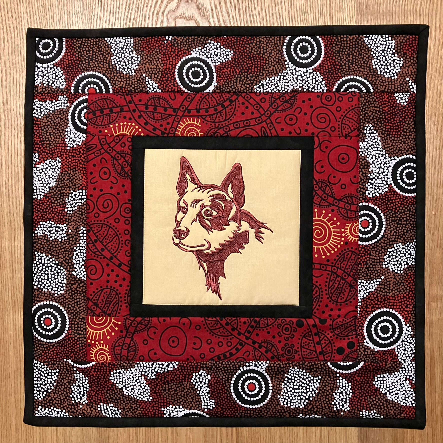 handmade Australian native quilted - red dog