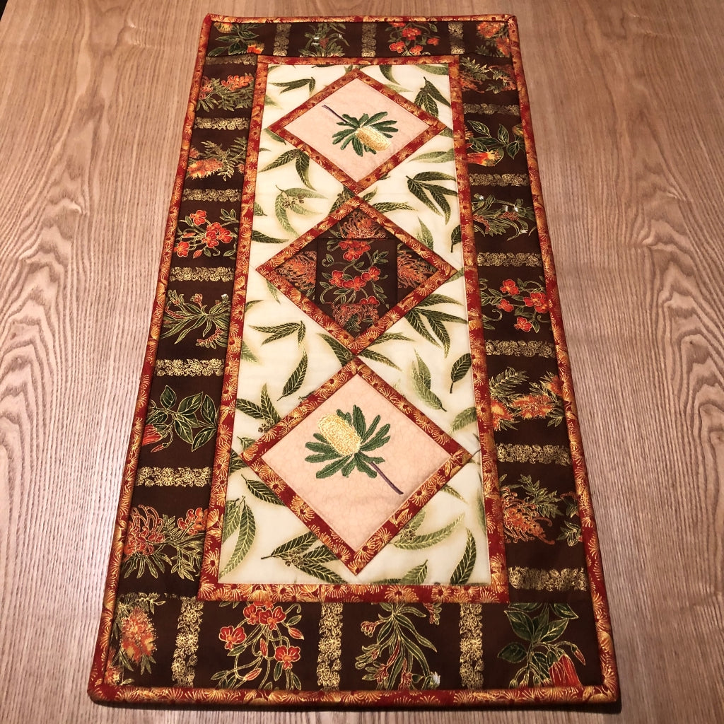 handmade Australian native quilted - banksia (yellow)