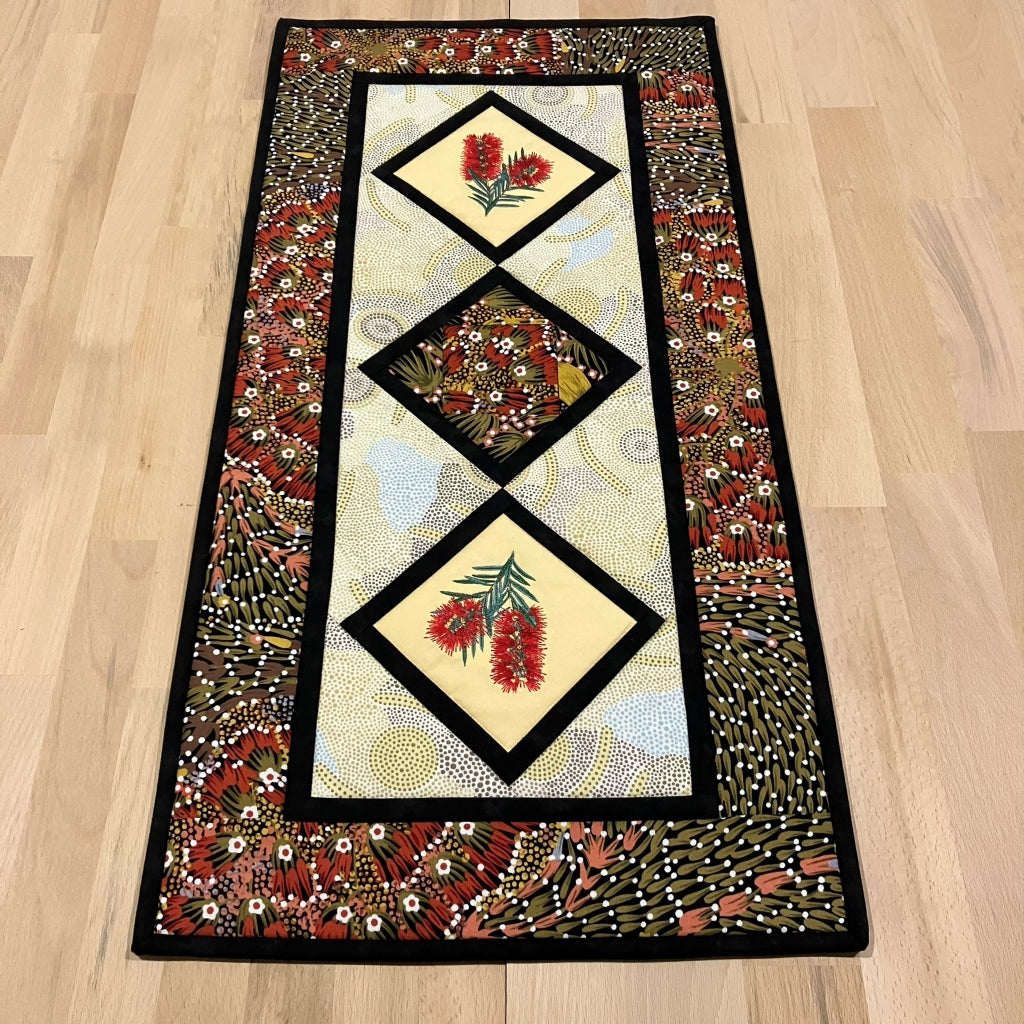 handmade Australian native quilted - bottlebrush