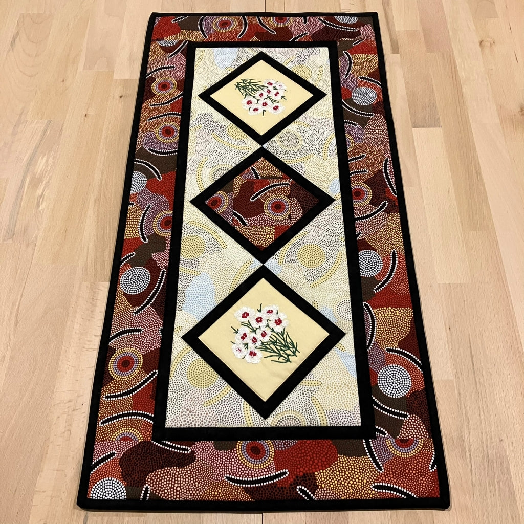 handmade Australian native quilted - geraldton wax (white)