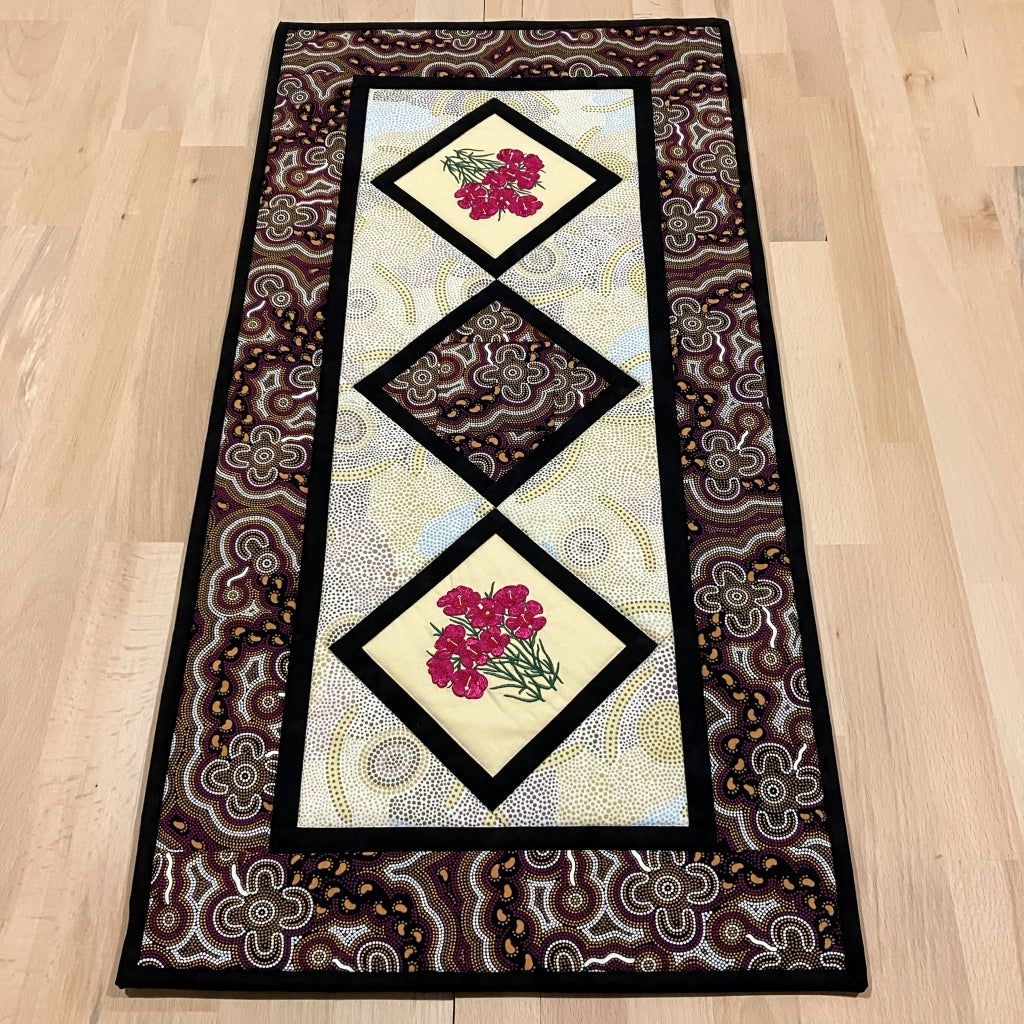 handmade Australian native quilted - geraldton wax (deep pink)