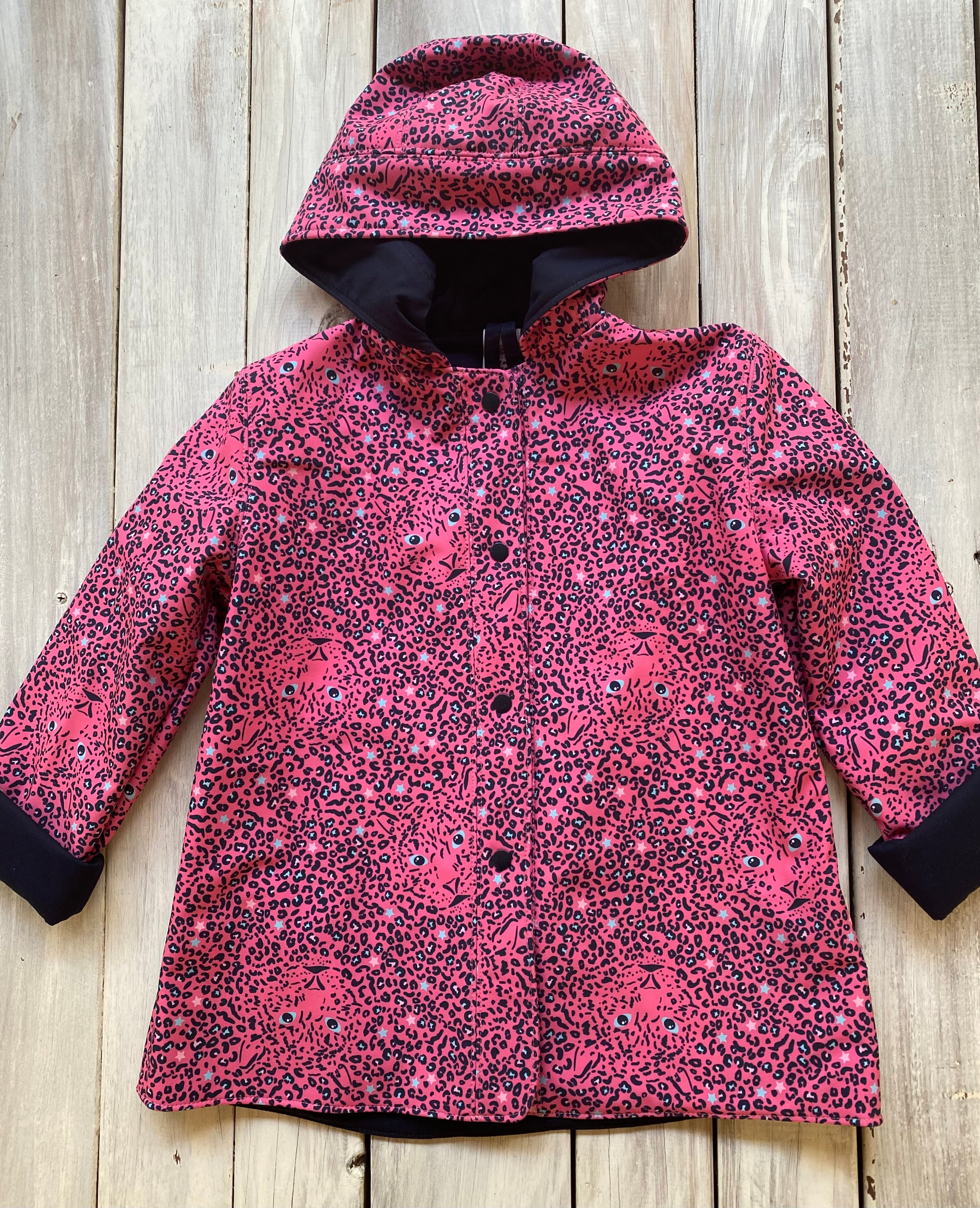 Showerproof Leopard Print on Pink Hooded Jacket size 6