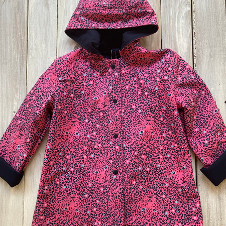 Showerproof Leopard Print on Pink Hooded Jacket size 6