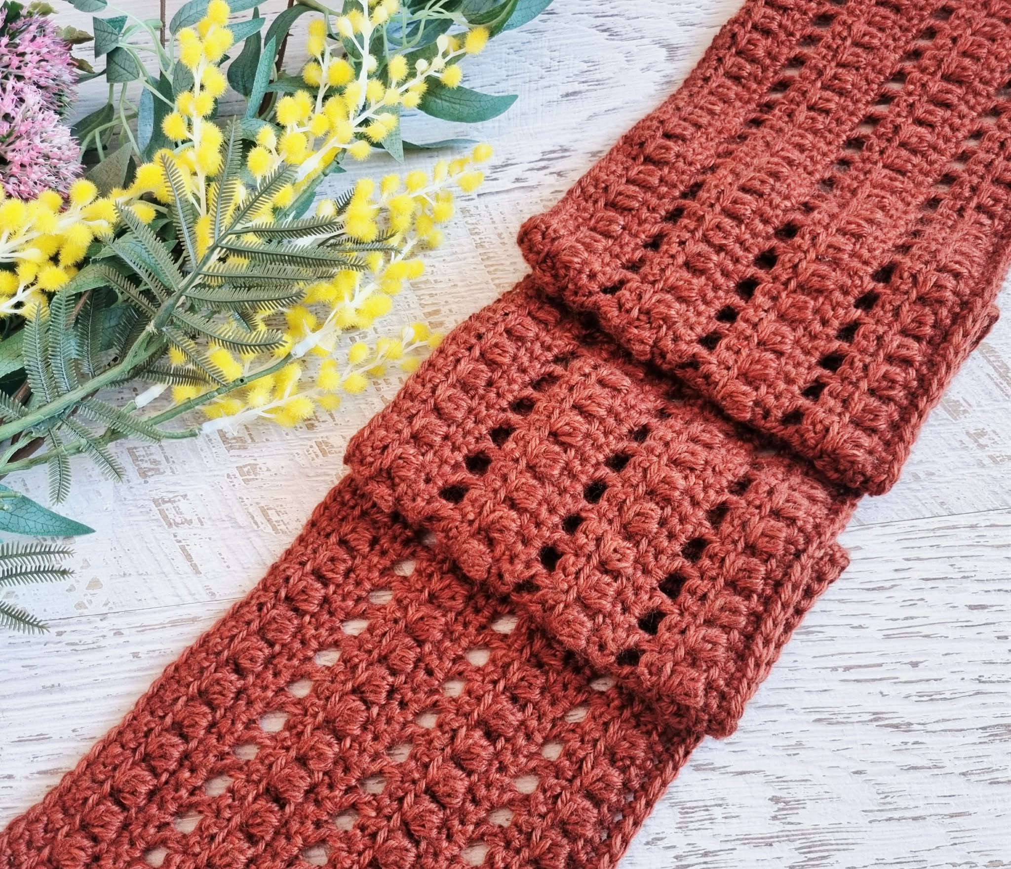 Ladies Scarf | Rust | Adult |Vintage | Handmade | Crochet
