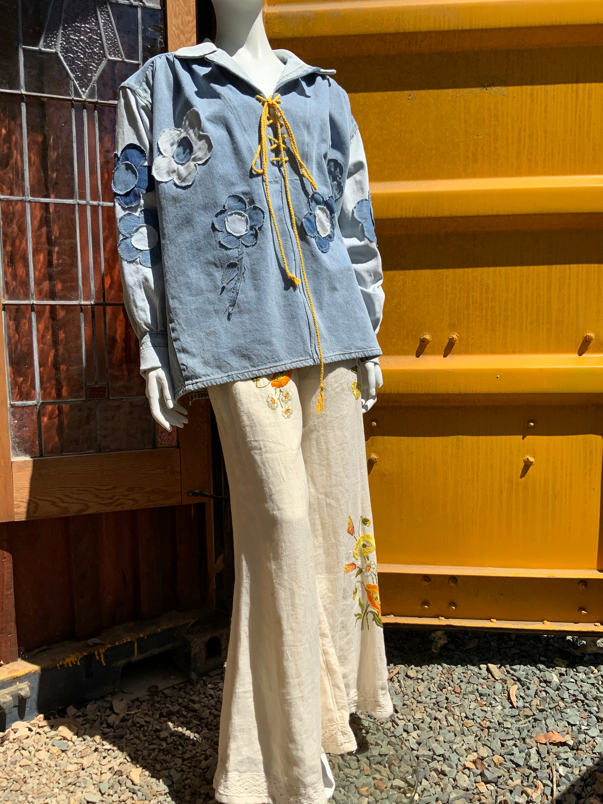 "Daisy Dreaming" Upcycled Denim Blouse