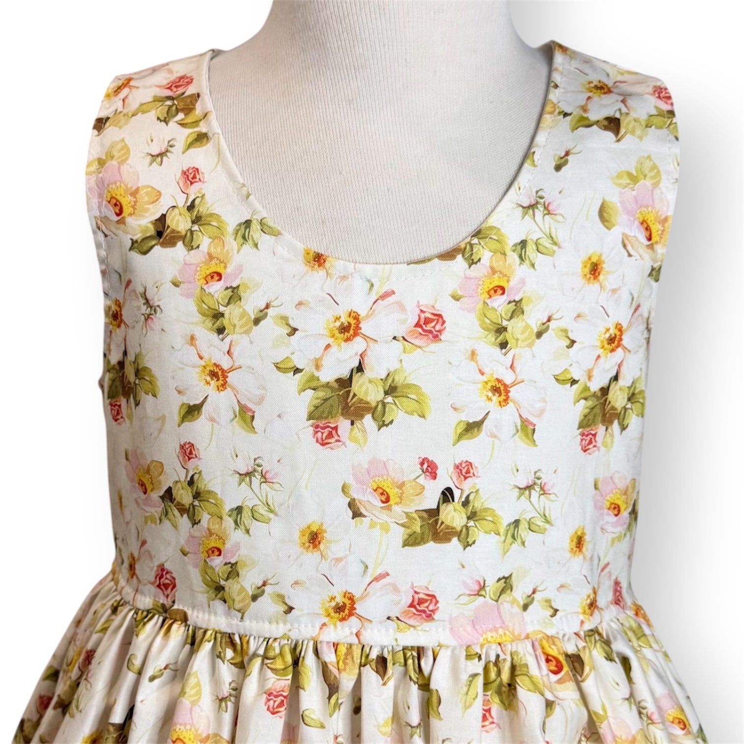 Lemon Camellia Floral Sundress with Matching Scrunchie