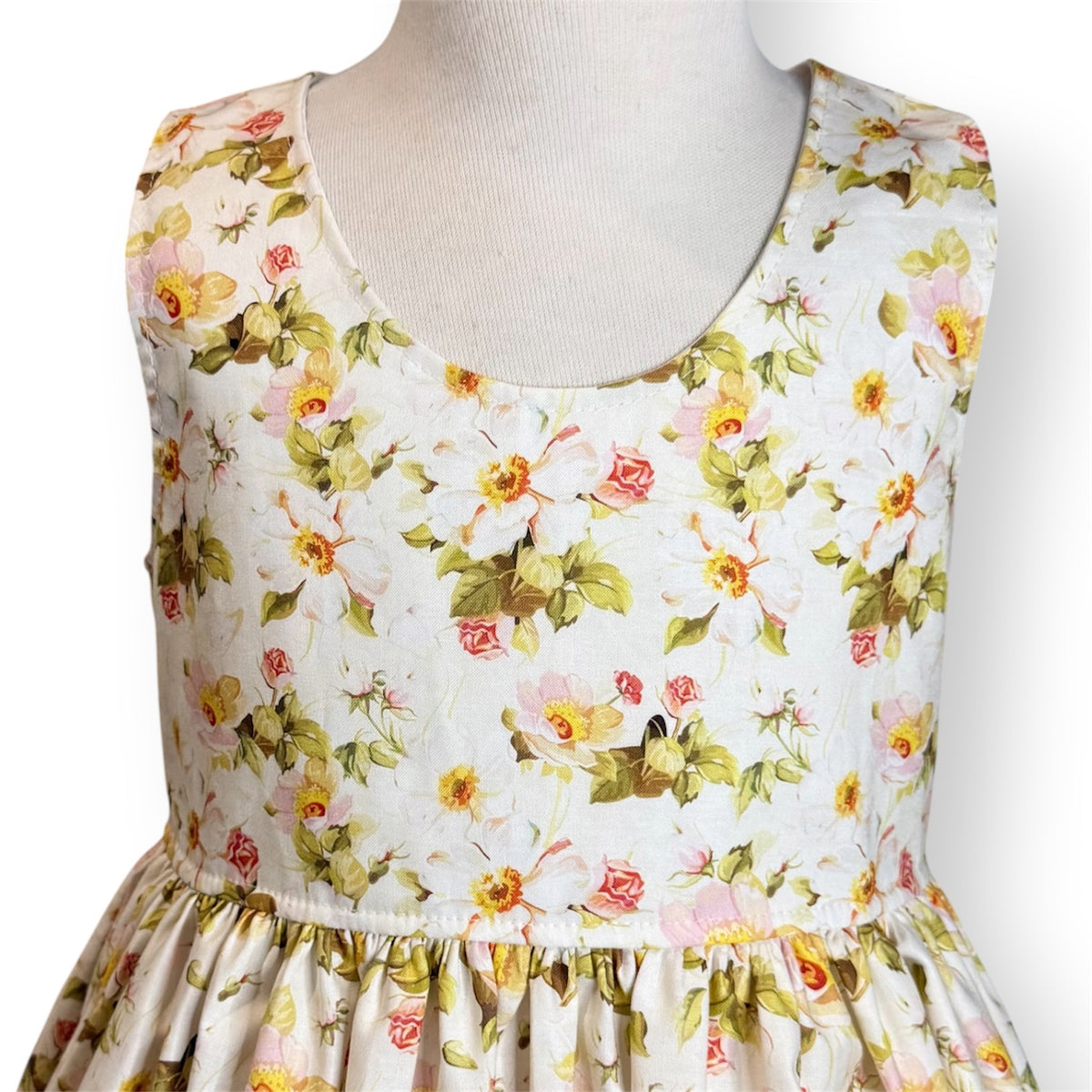 Lemon Camellia Floral Sundress with Matching Scrunchie