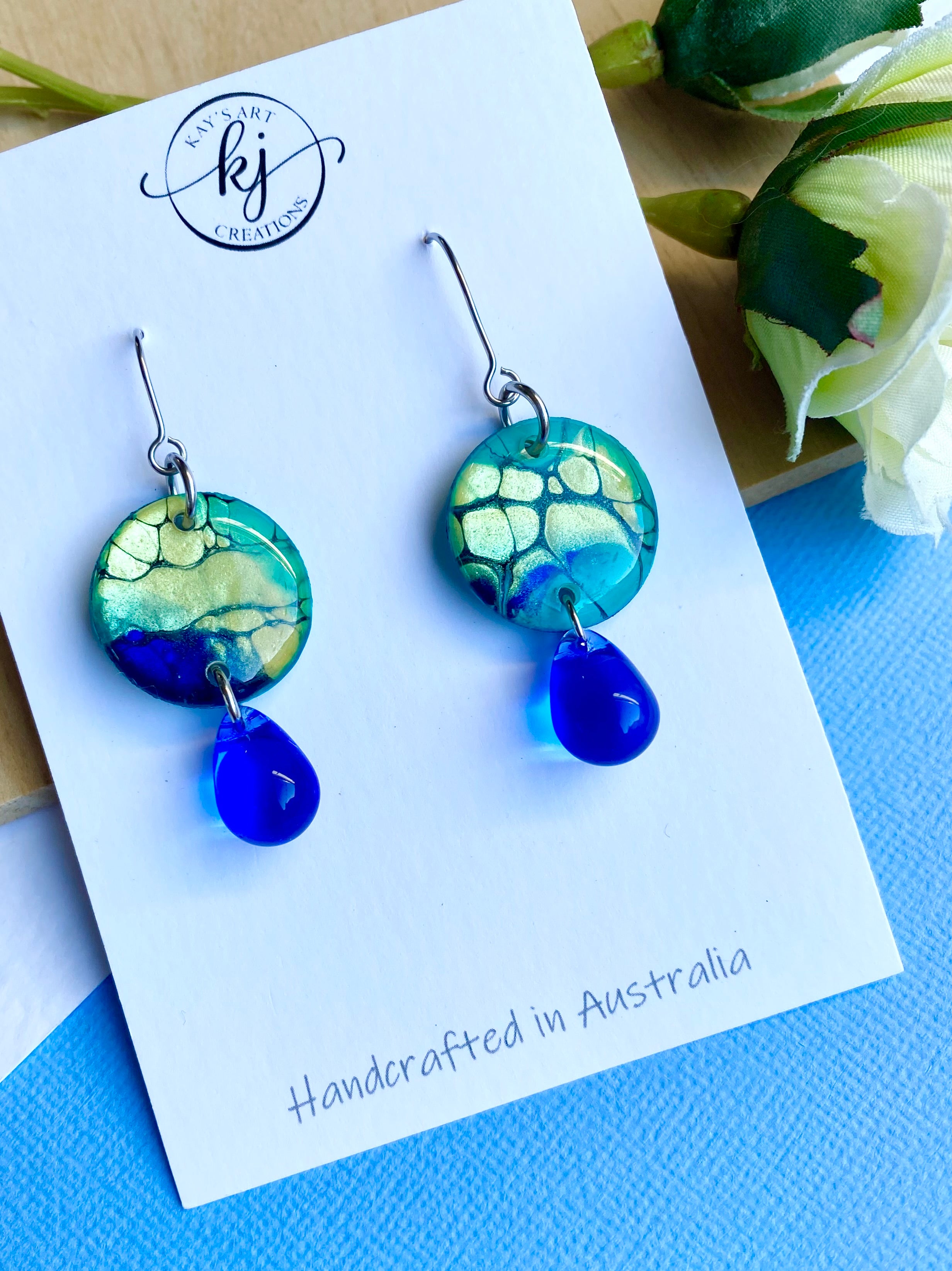 Artisan Dangle Earrings with Czech Beads