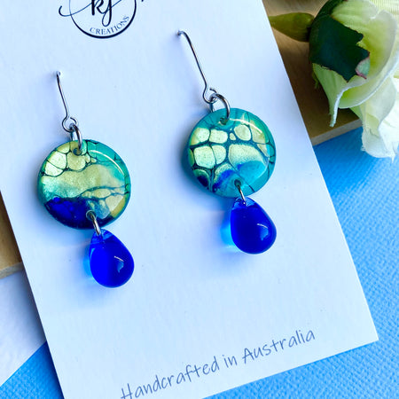 Artisan Dangle Earrings with Czech Beads