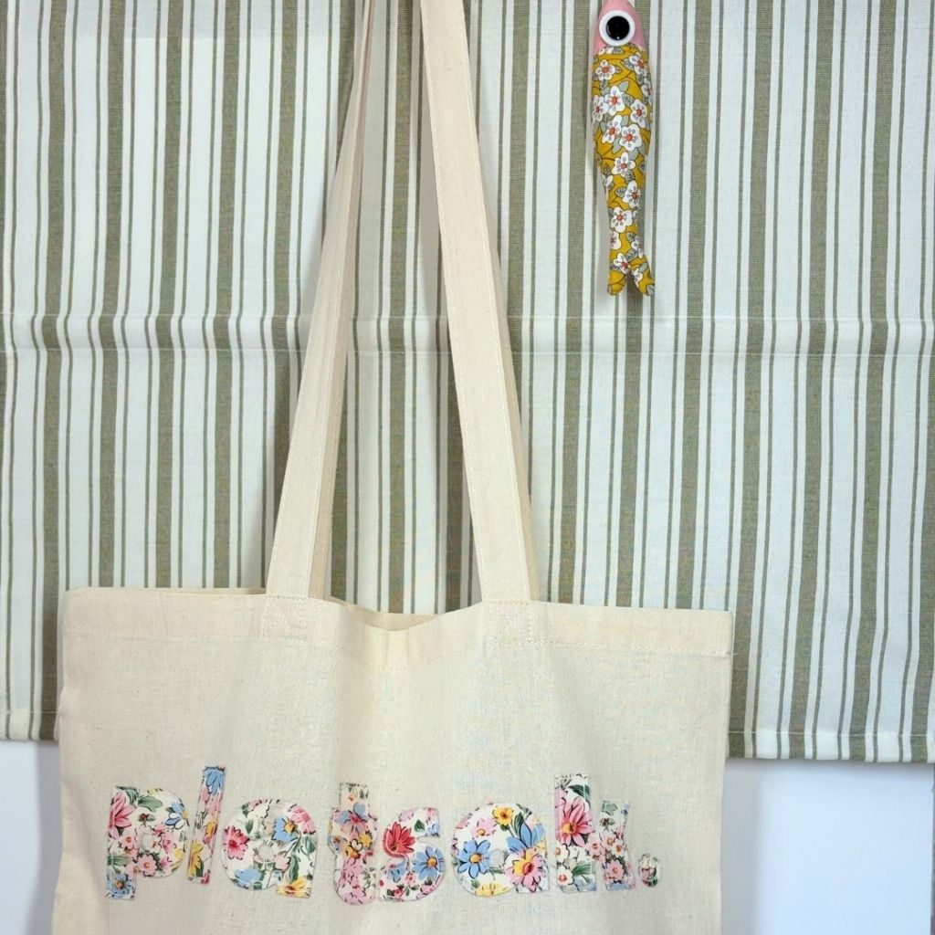 Tote Bag| Gift Bag | Raw Edge Floral Appliqué | Cheeky Afrikaans Word| Custom Word