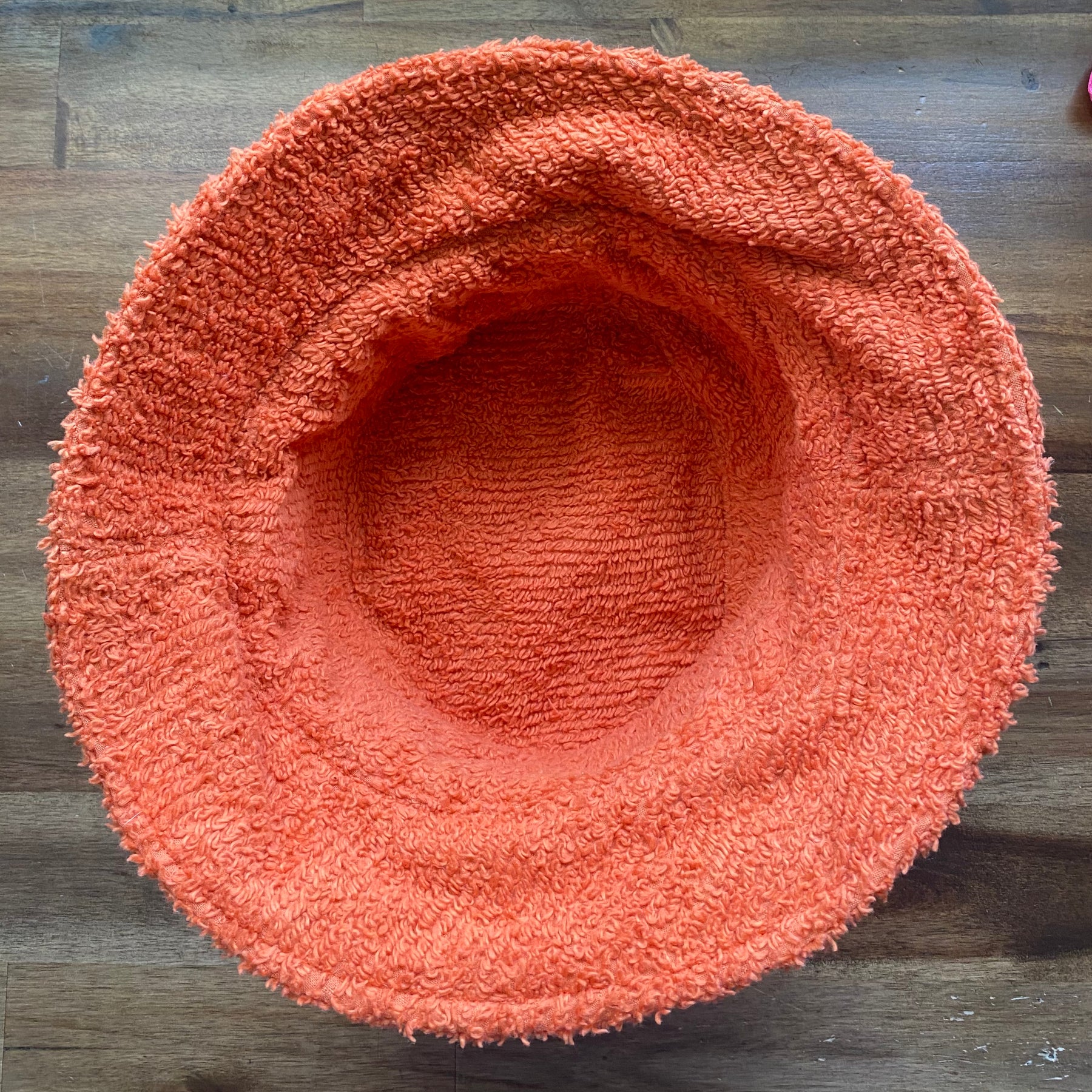 Bucket Hat - Upcycled Chenille Bedspread - Orange