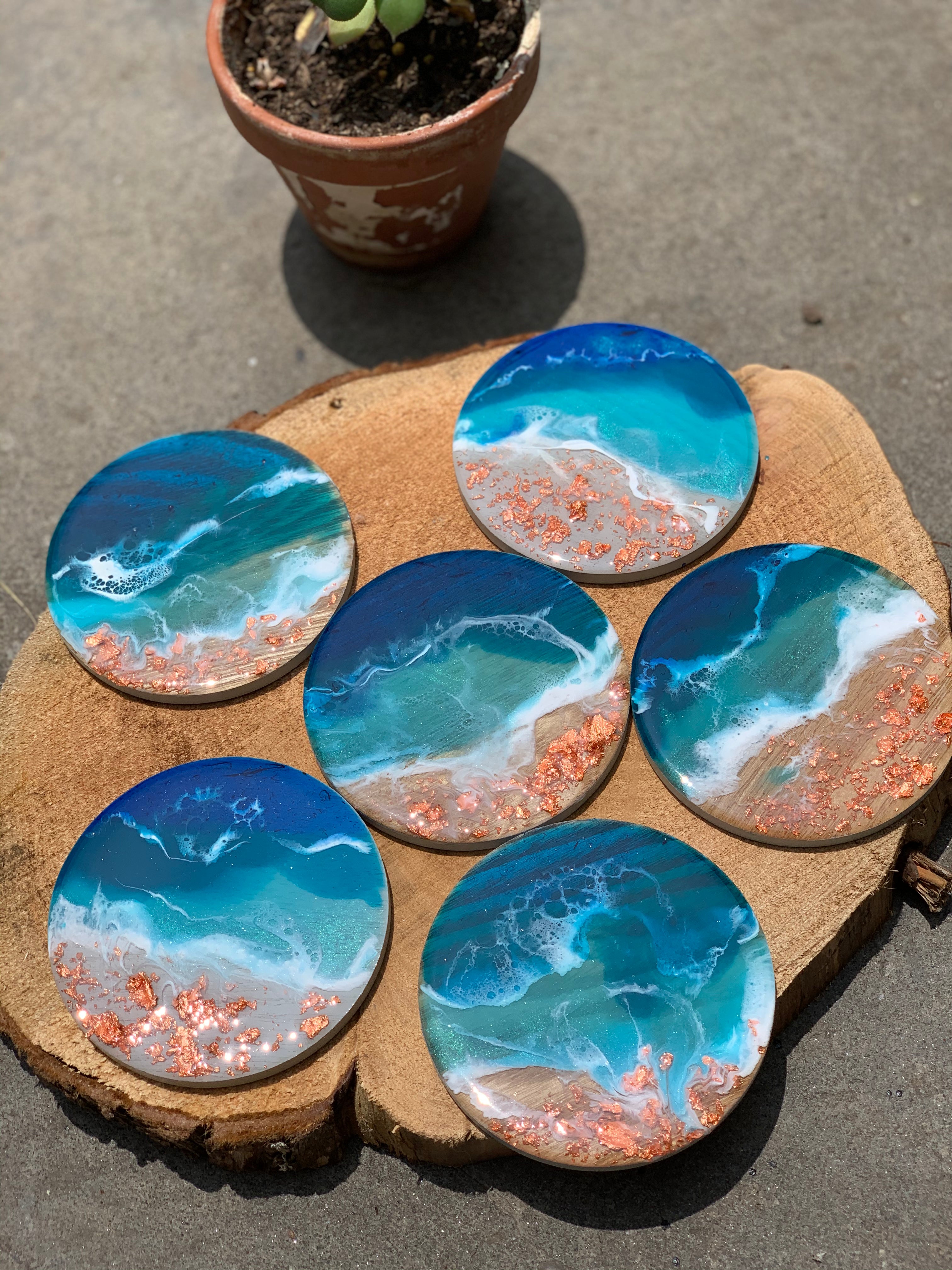 Coasters | coastal love | beach beauty | resin coasters | oceans | gift for her | gift ideas