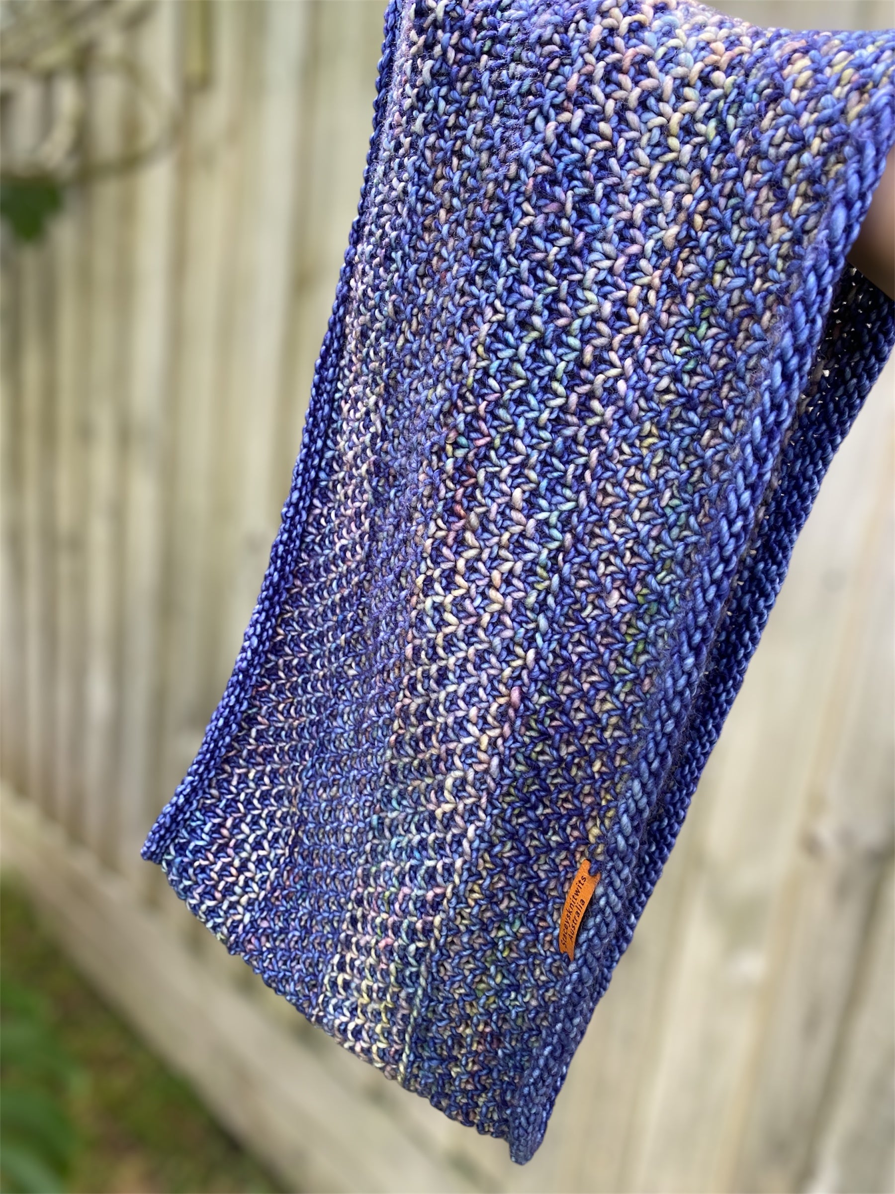 Hand Knitted Merino Cowl, Loopy Scarf super soft blues
