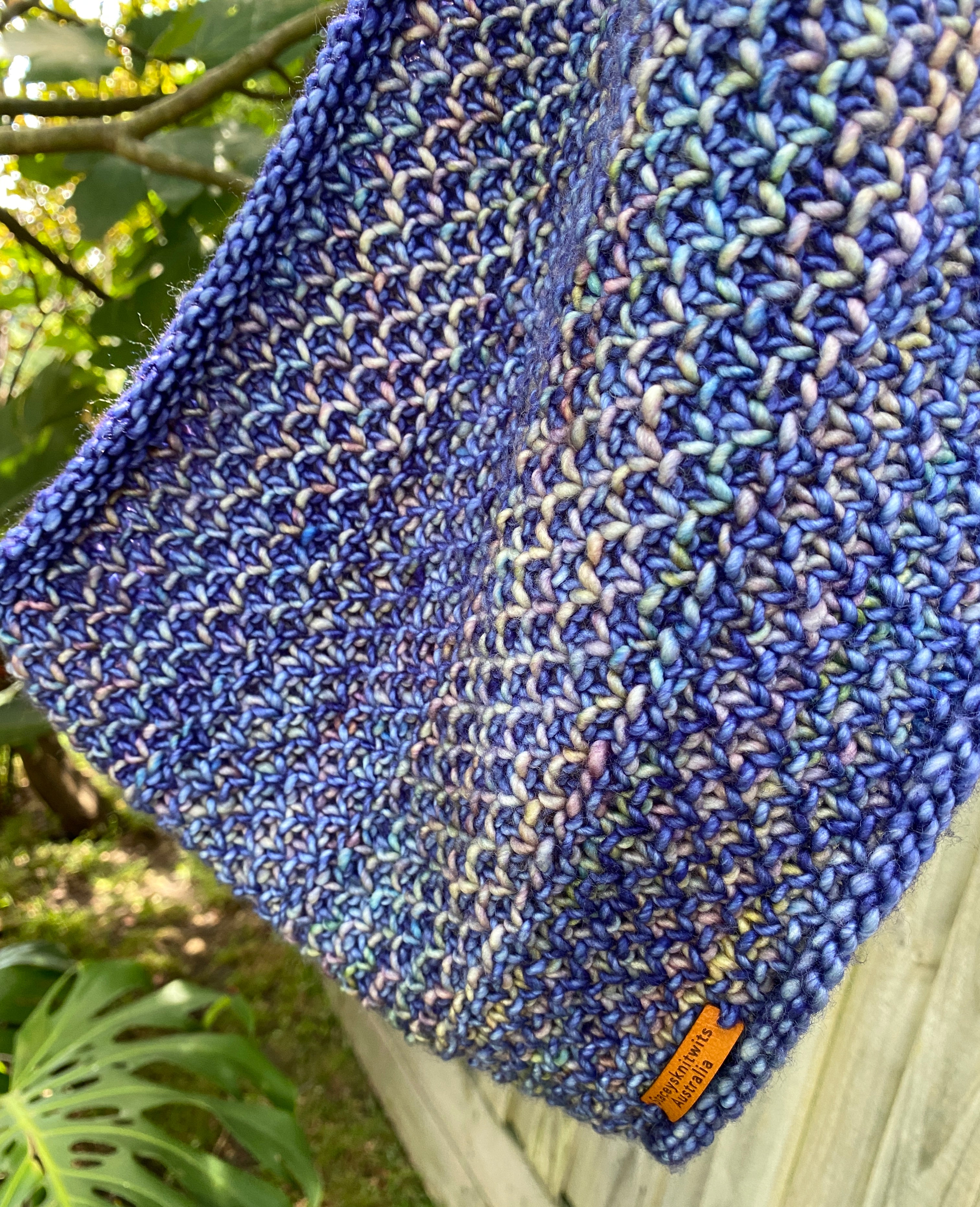 Hand Knitted Merino Cowl, Loopy Scarf super soft blues