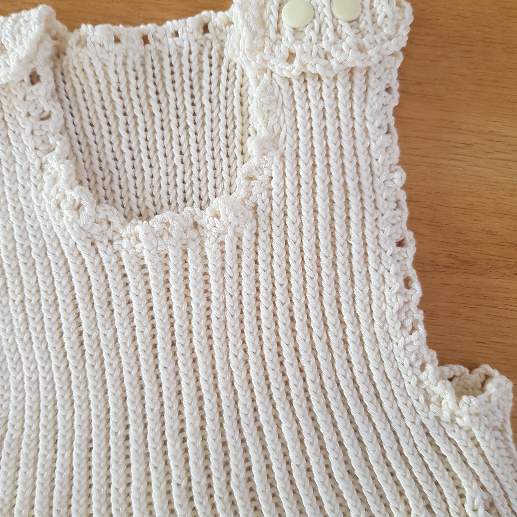 Handknitted Lacey Baby Dress/Pinafore Sz 3-9*mths Cream