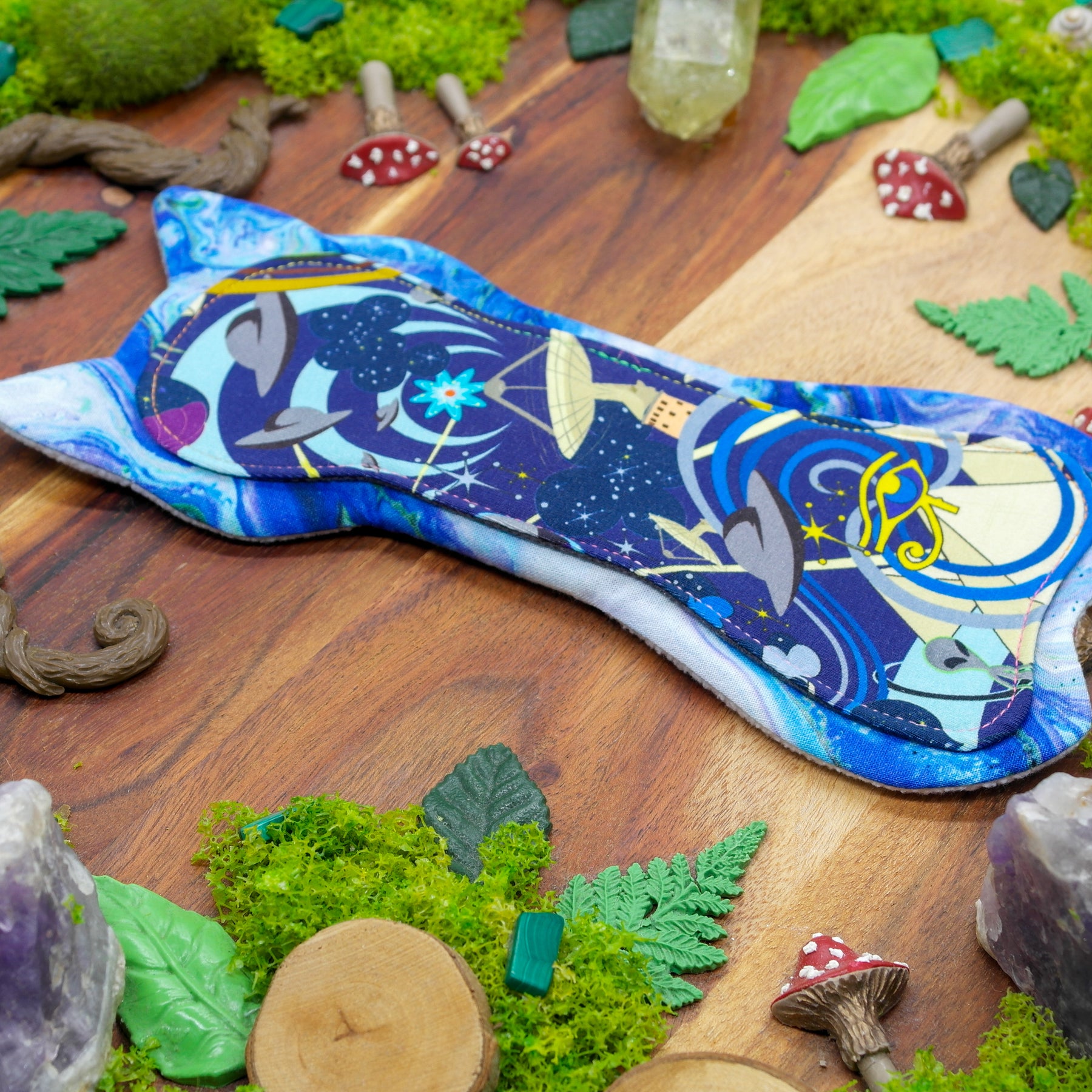 Eco-friendly menstrual reusable cloth pad 8" moderate - Blue