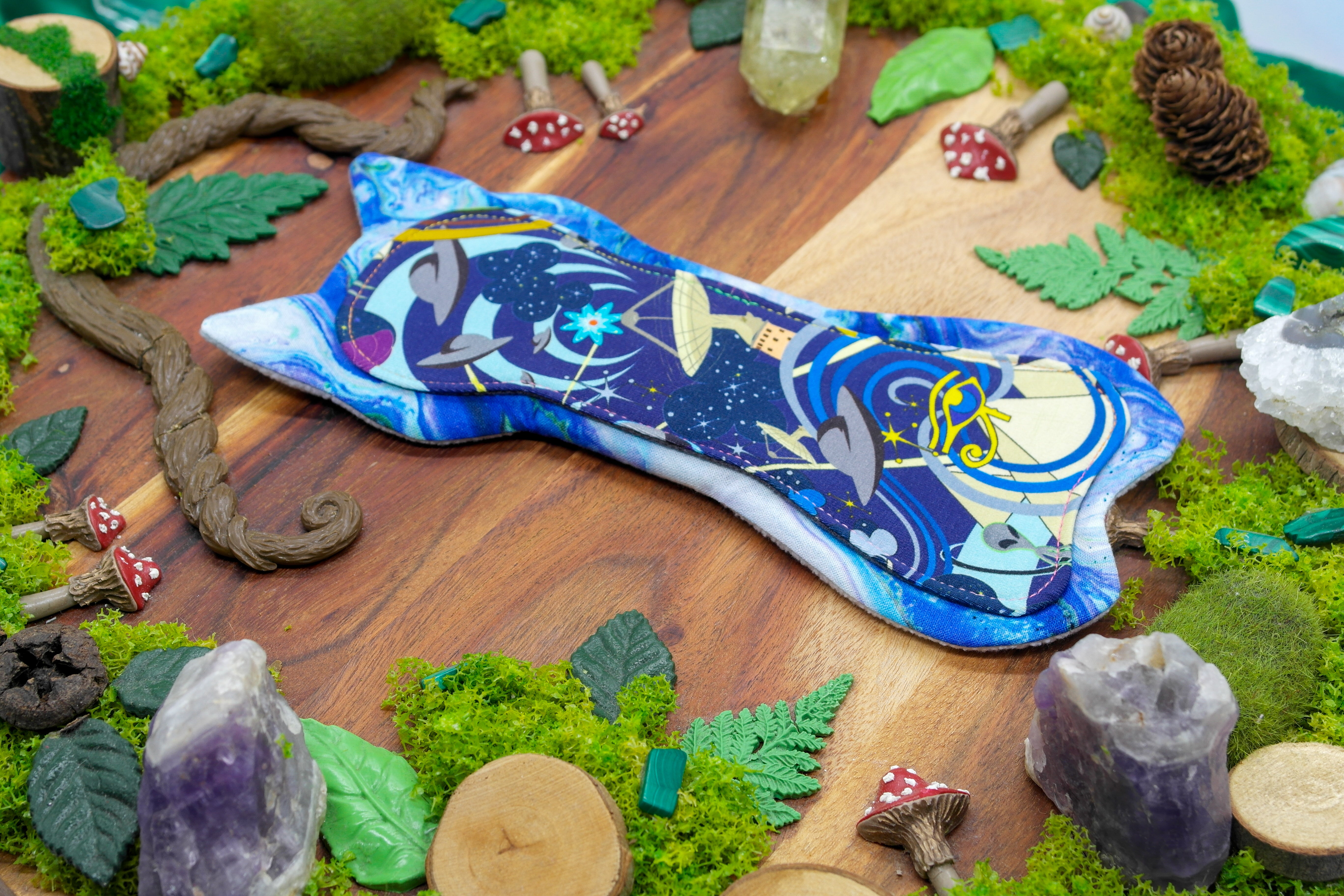 Eco-friendly menstrual reusable cloth pad 8" moderate - Blue