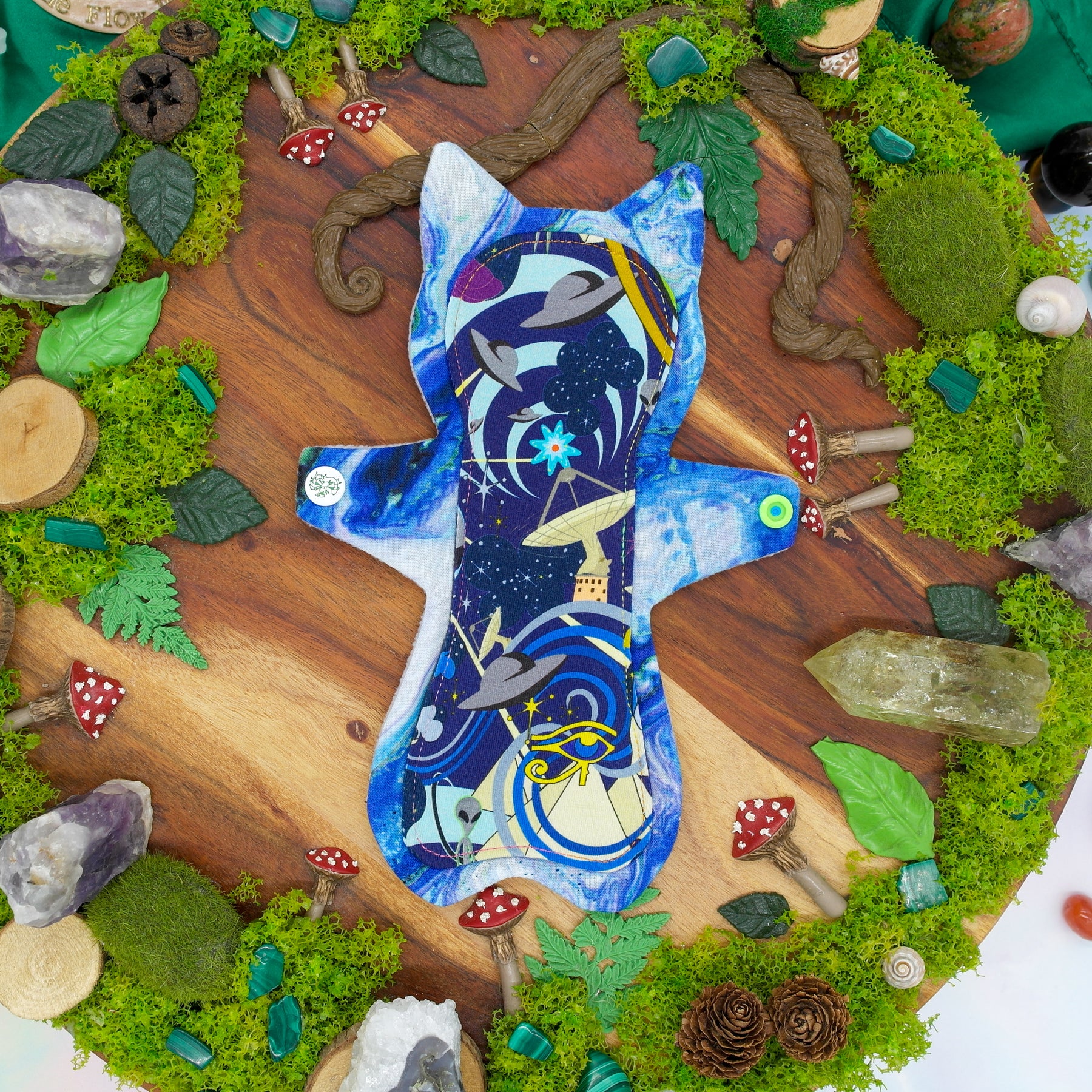 Eco-friendly menstrual reusable cloth pad 8" moderate - Blue