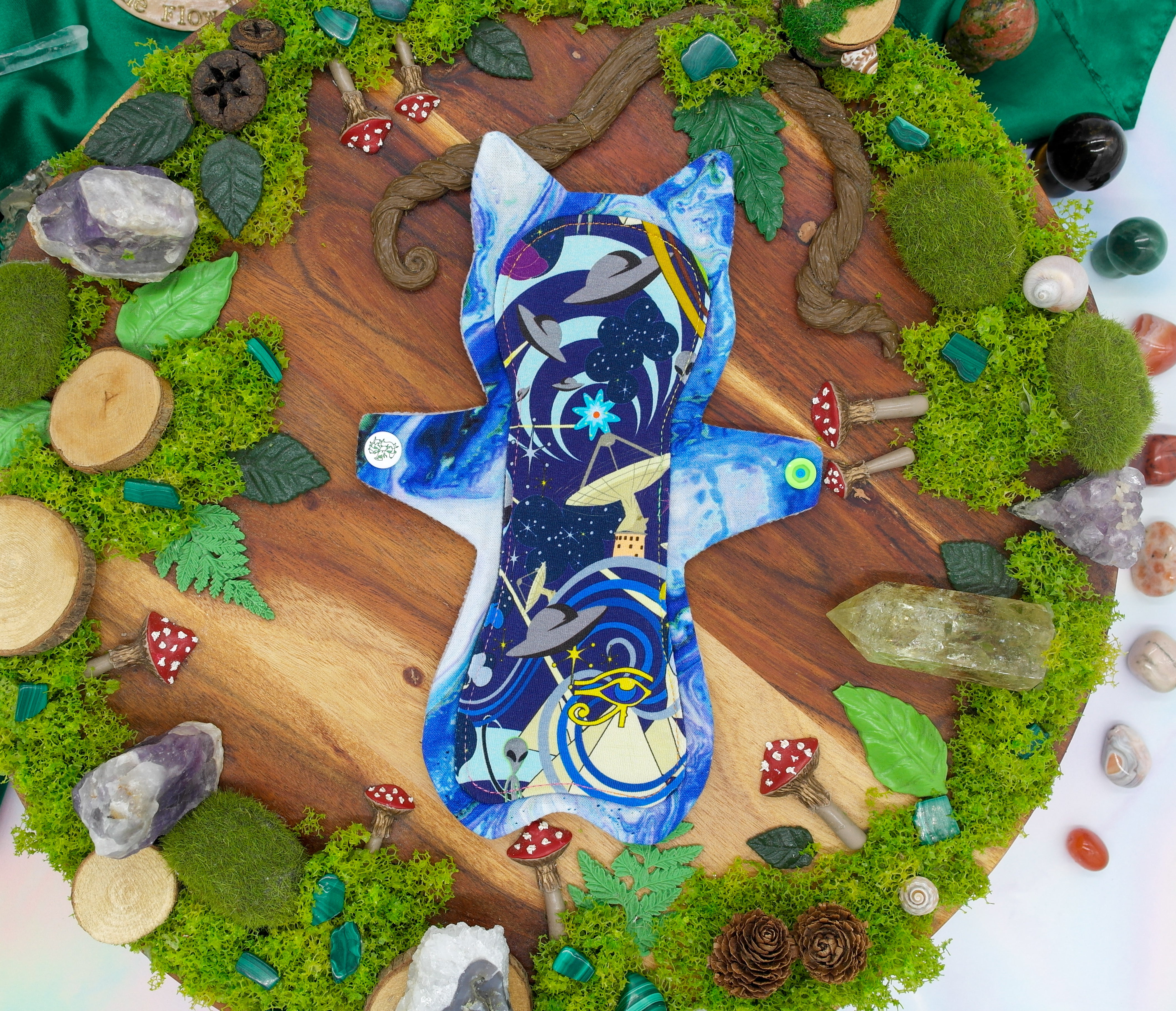 Eco-friendly menstrual reusable cloth pad 8" moderate - Blue