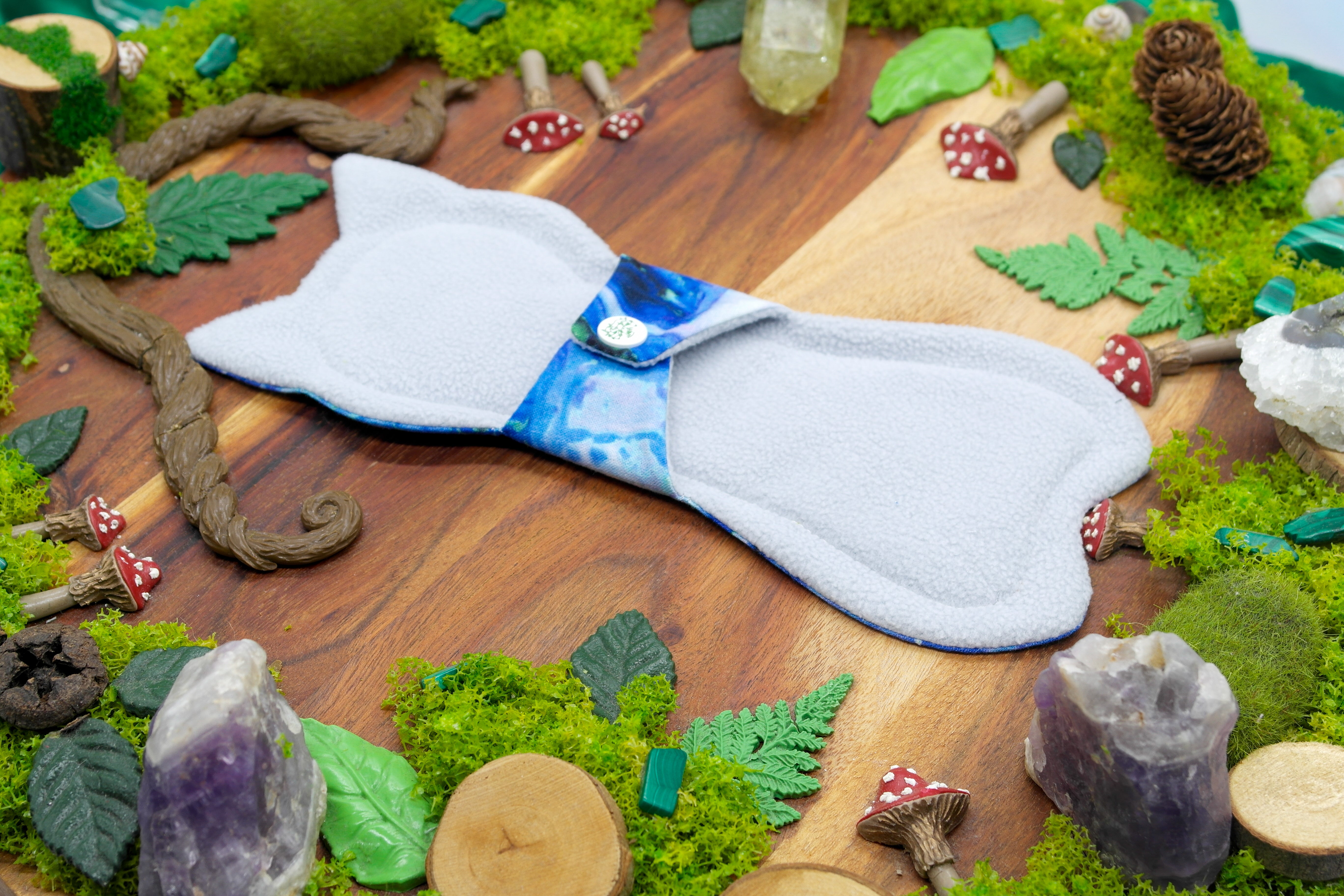 Eco-friendly menstrual reusable cloth pad 8" moderate - Blue