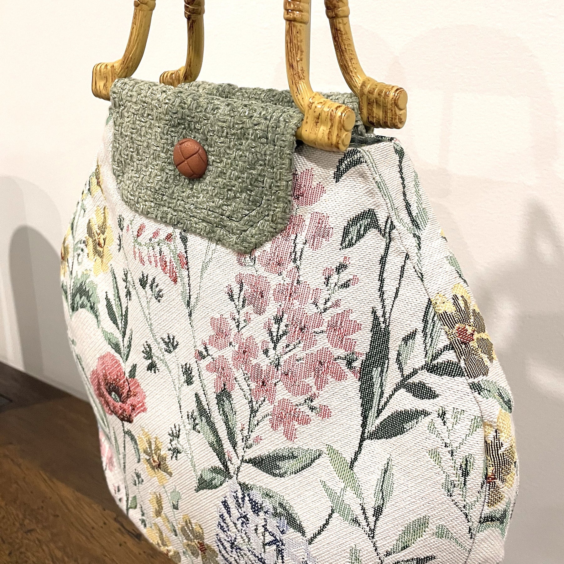 Upcycled Floral Tapestry Handbag - Handmade