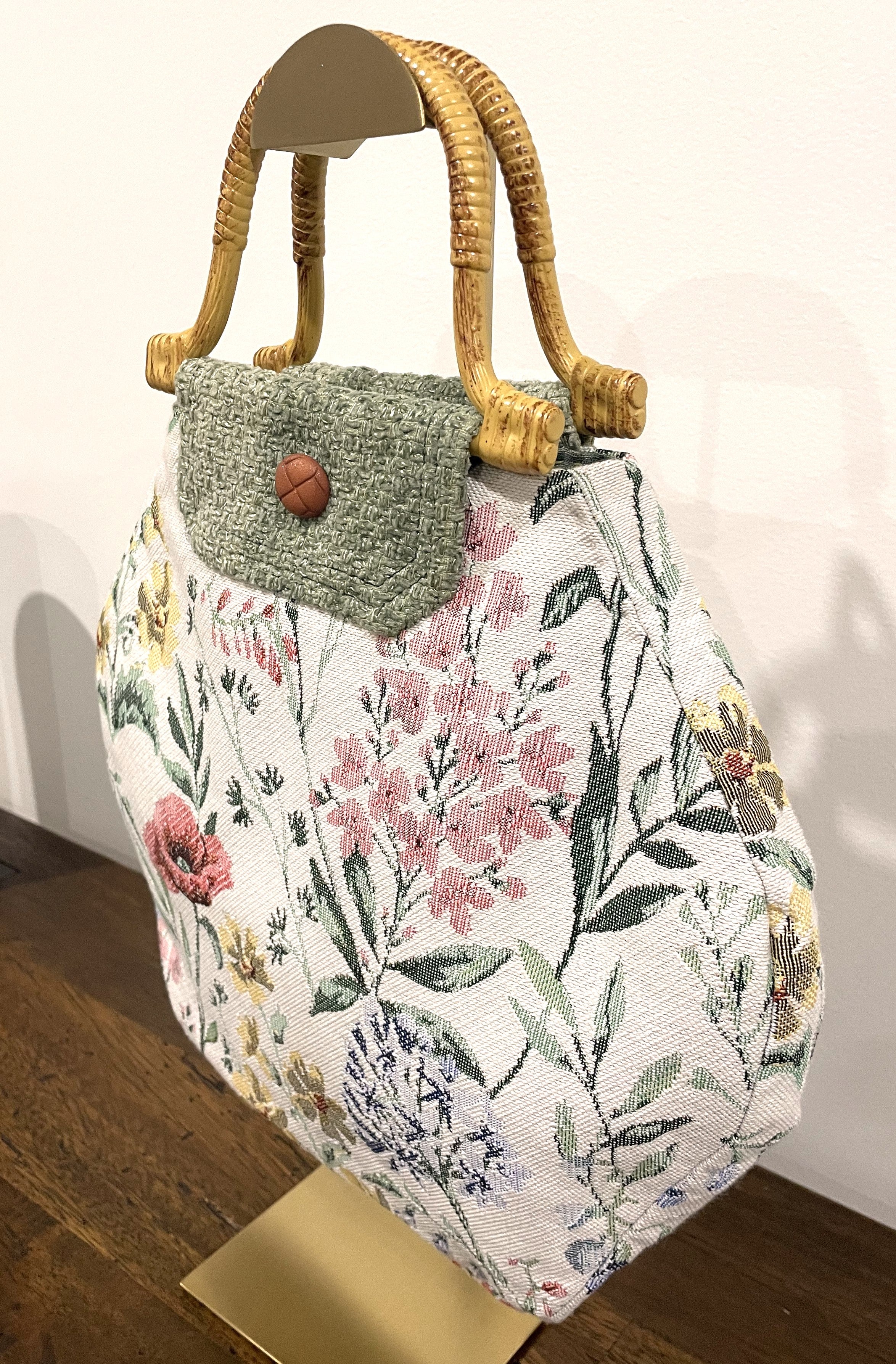 Upcycled Floral Tapestry Handbag - Handmade