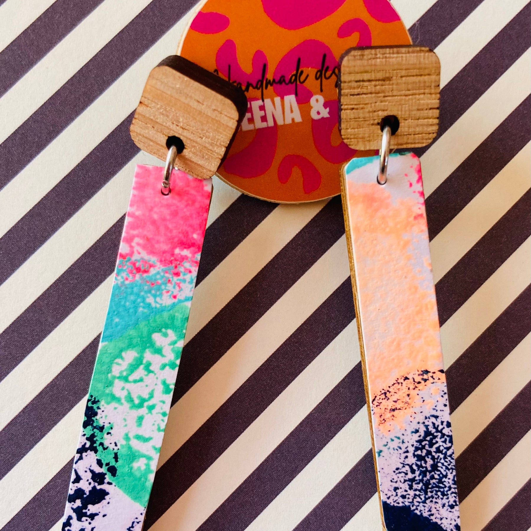 Hand painted stick earrings