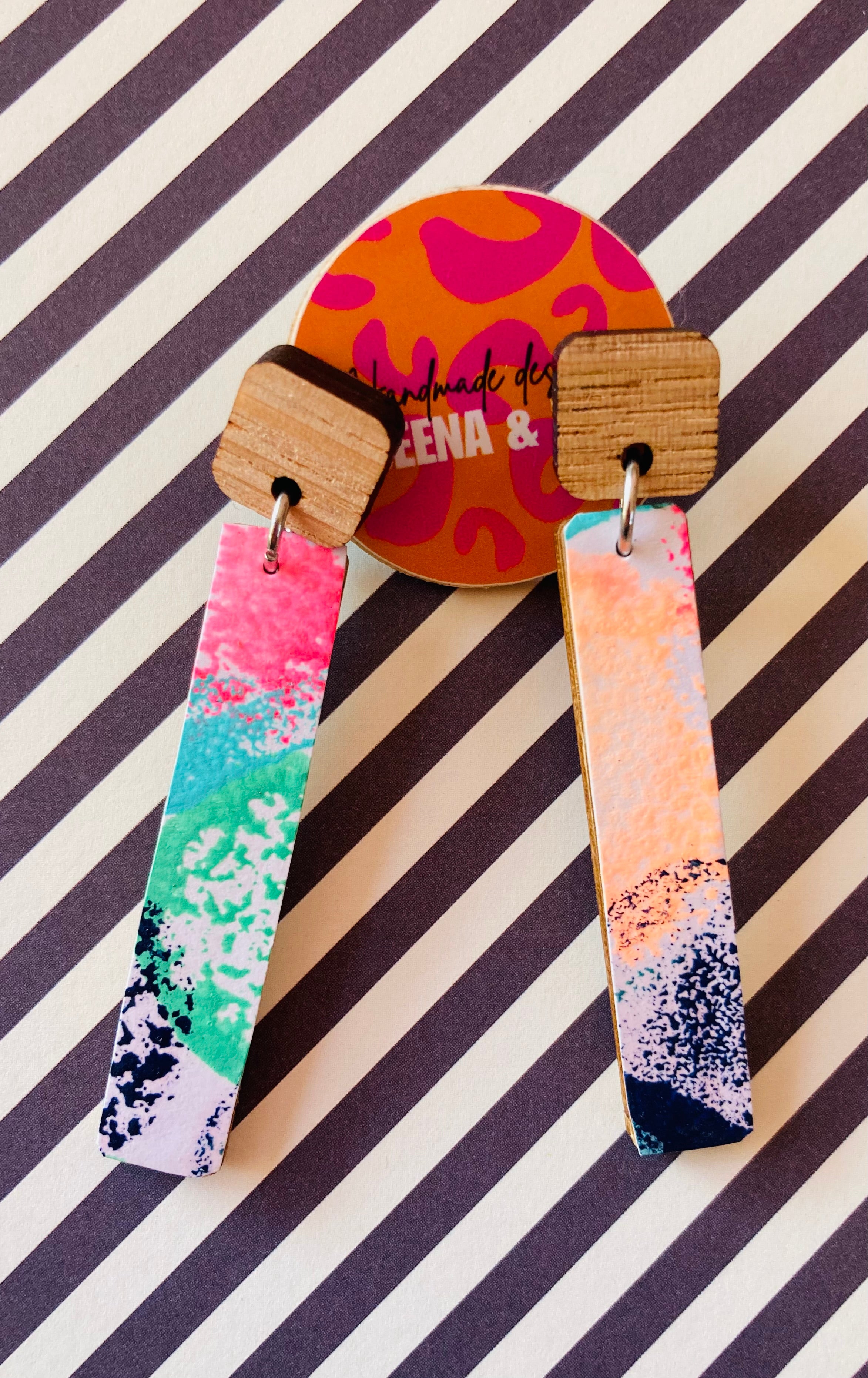 Hand painted stick earrings