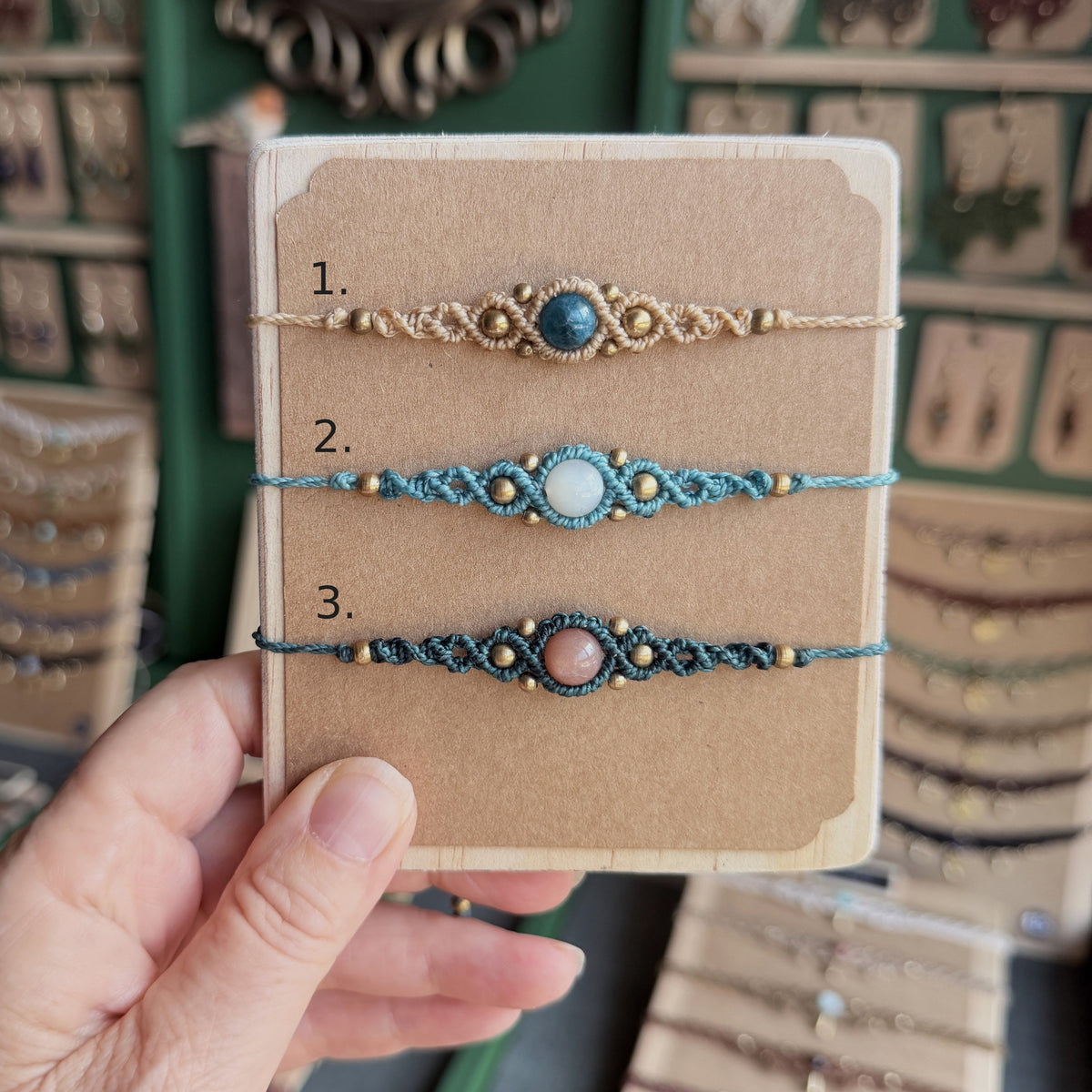 Micro Macrame Boho Bracelet with focal gemstone bead