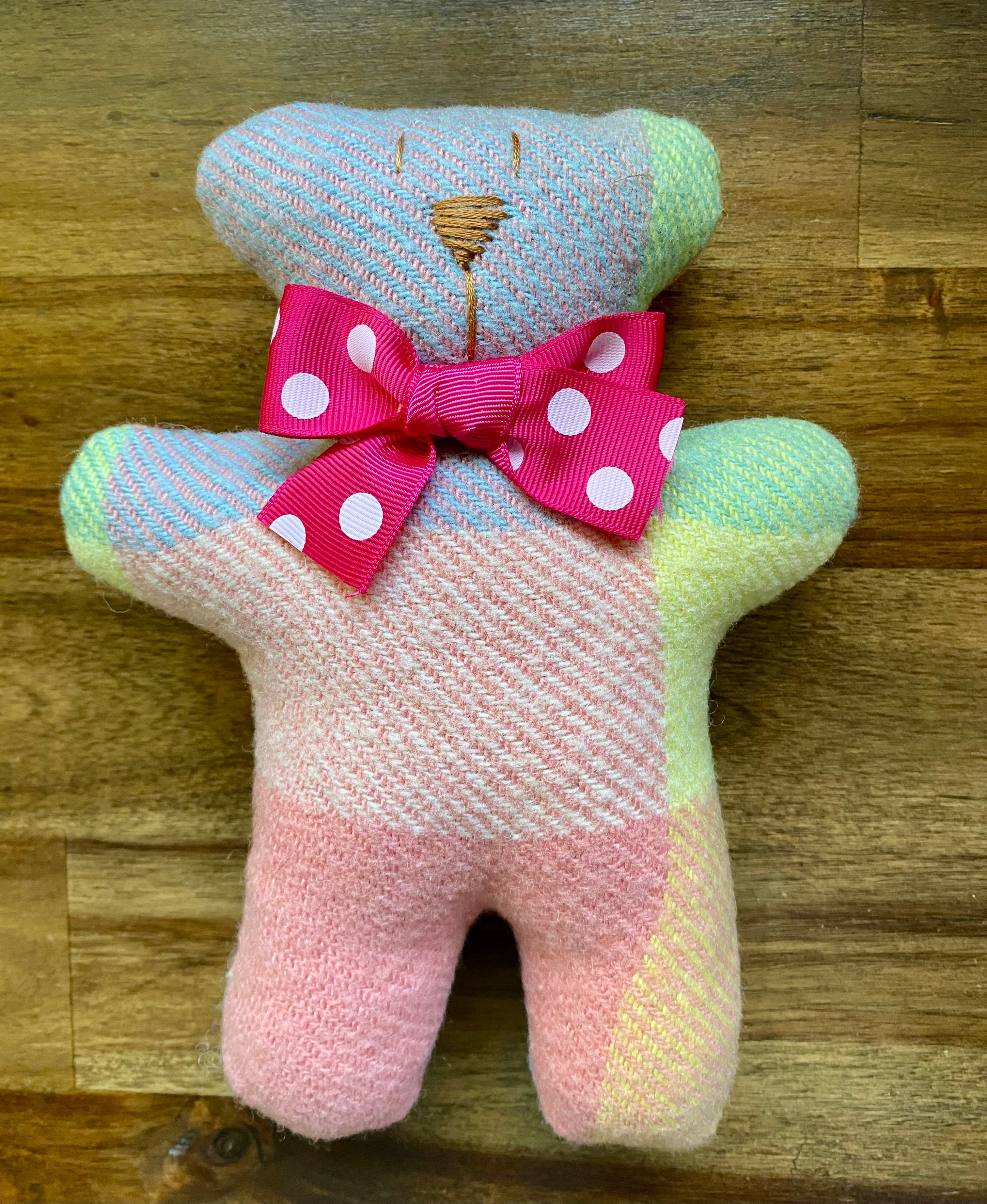Upcycled Woollen Blanket Teddy Softie - Pinks