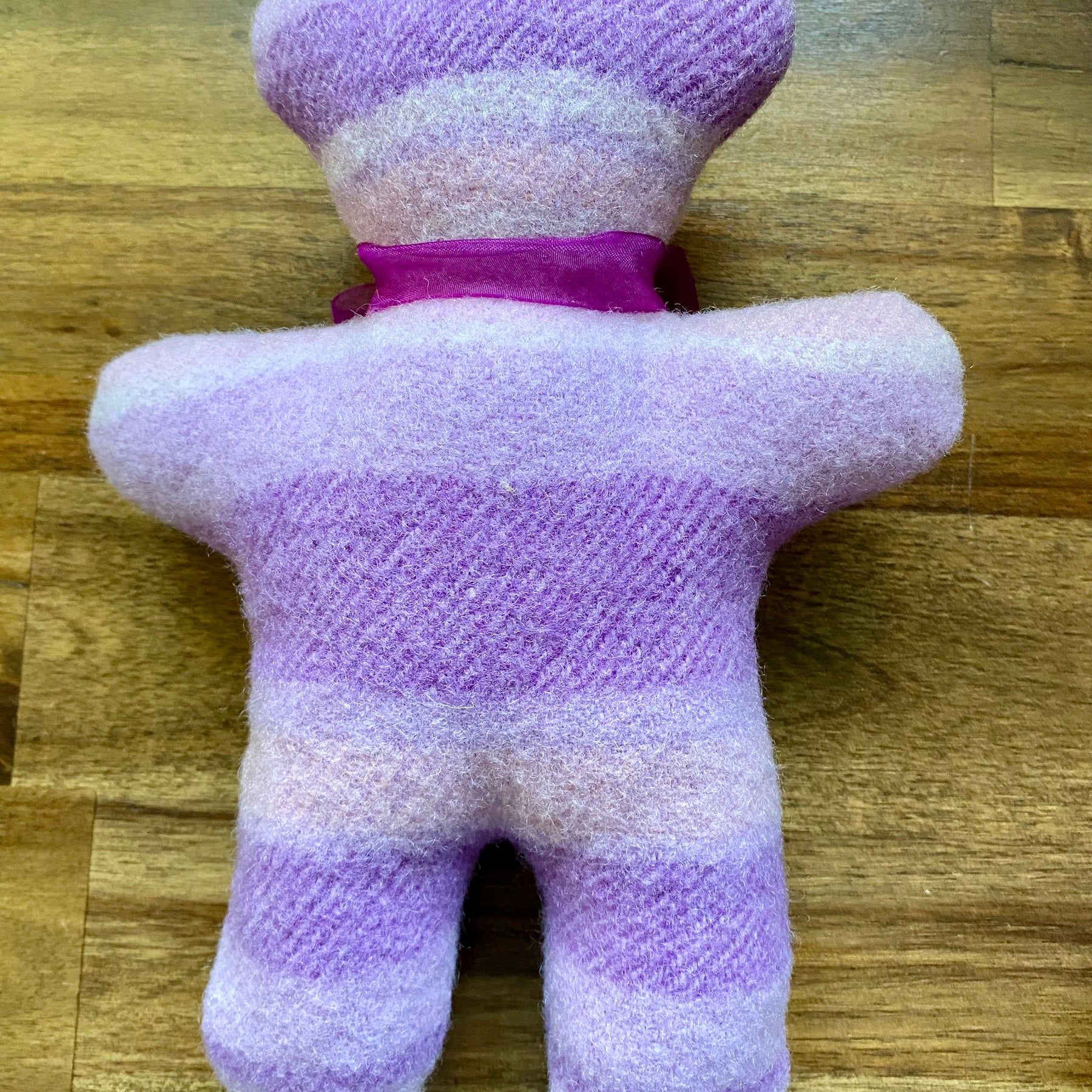 Upcycled Woollen Blanket Teddy Softie - Purple stripe